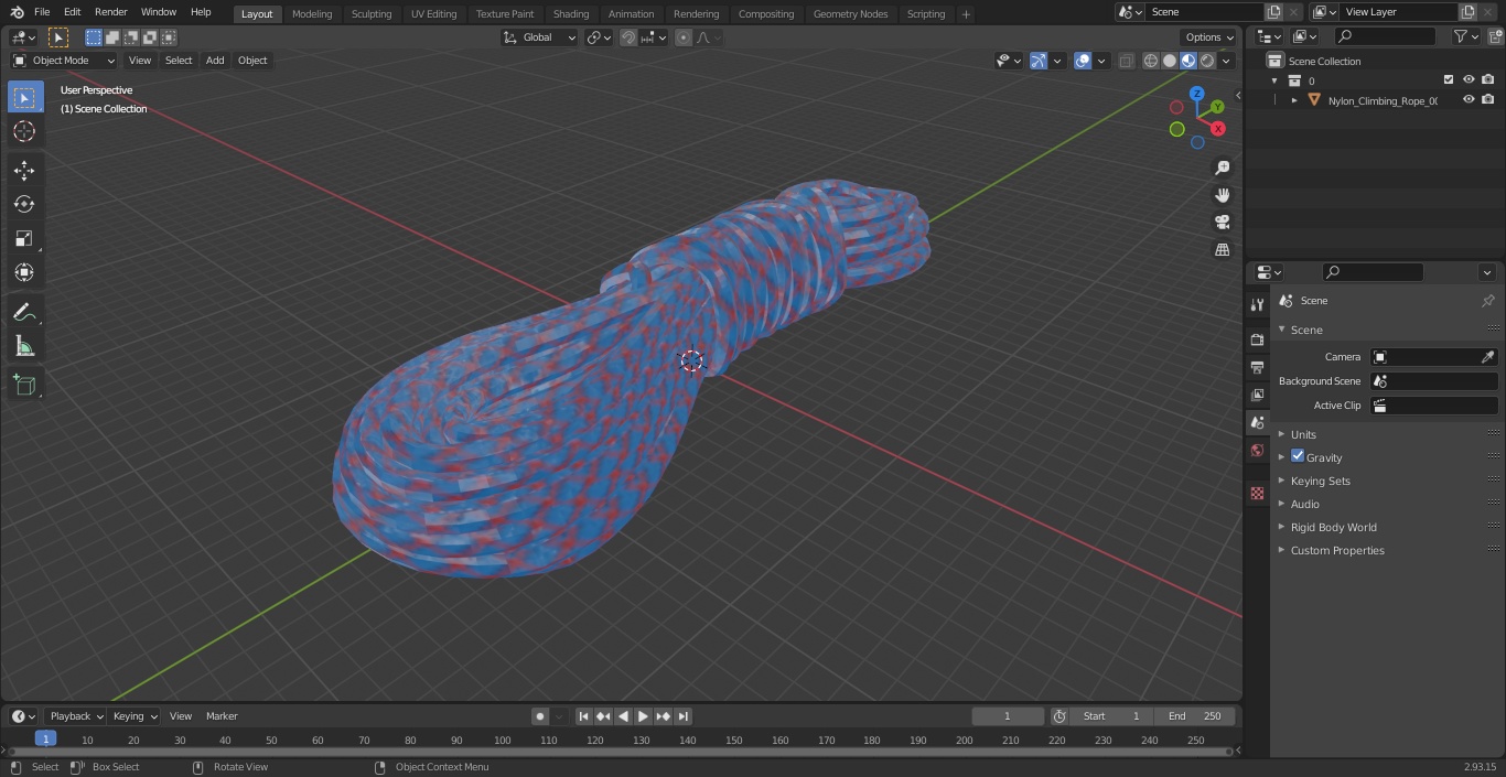 Nylon Climbing Rope 3D model