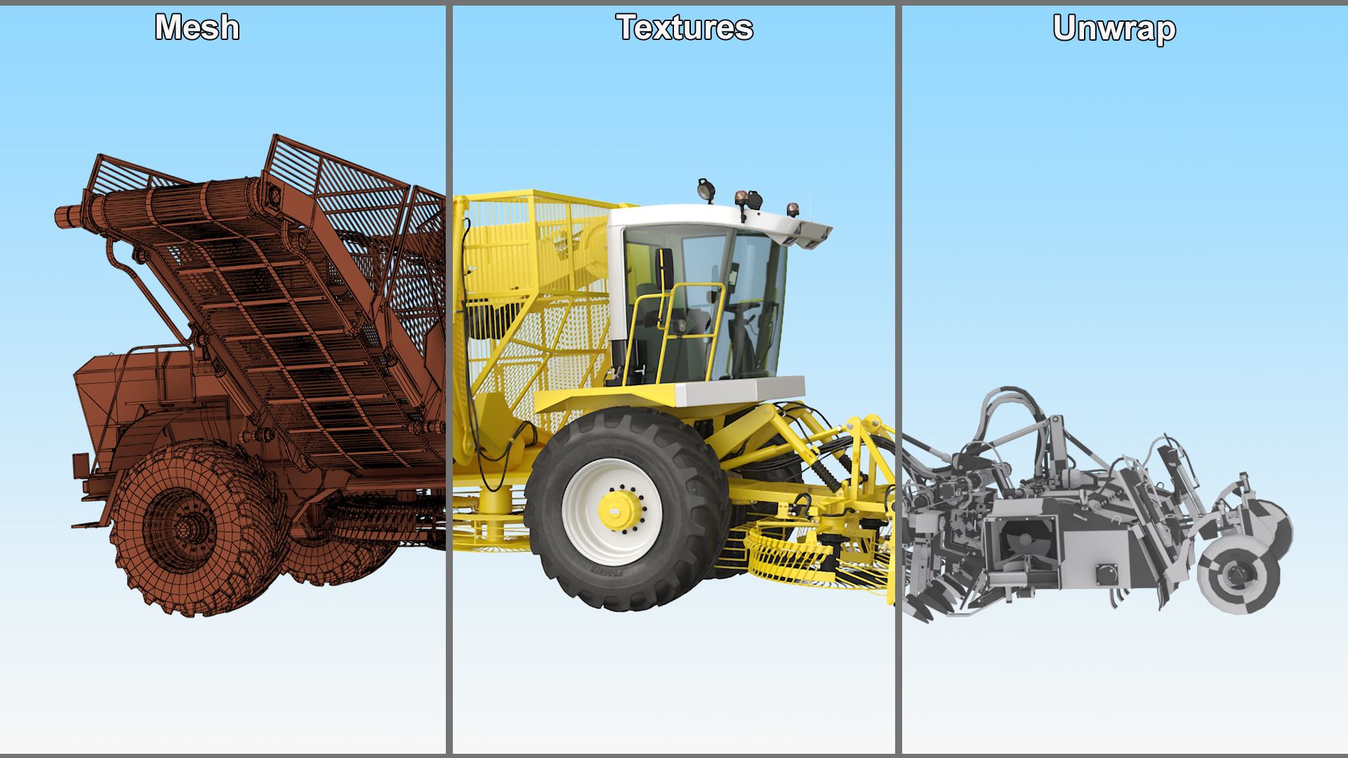 Agricultural Harvester Machinery Yellow 3D model