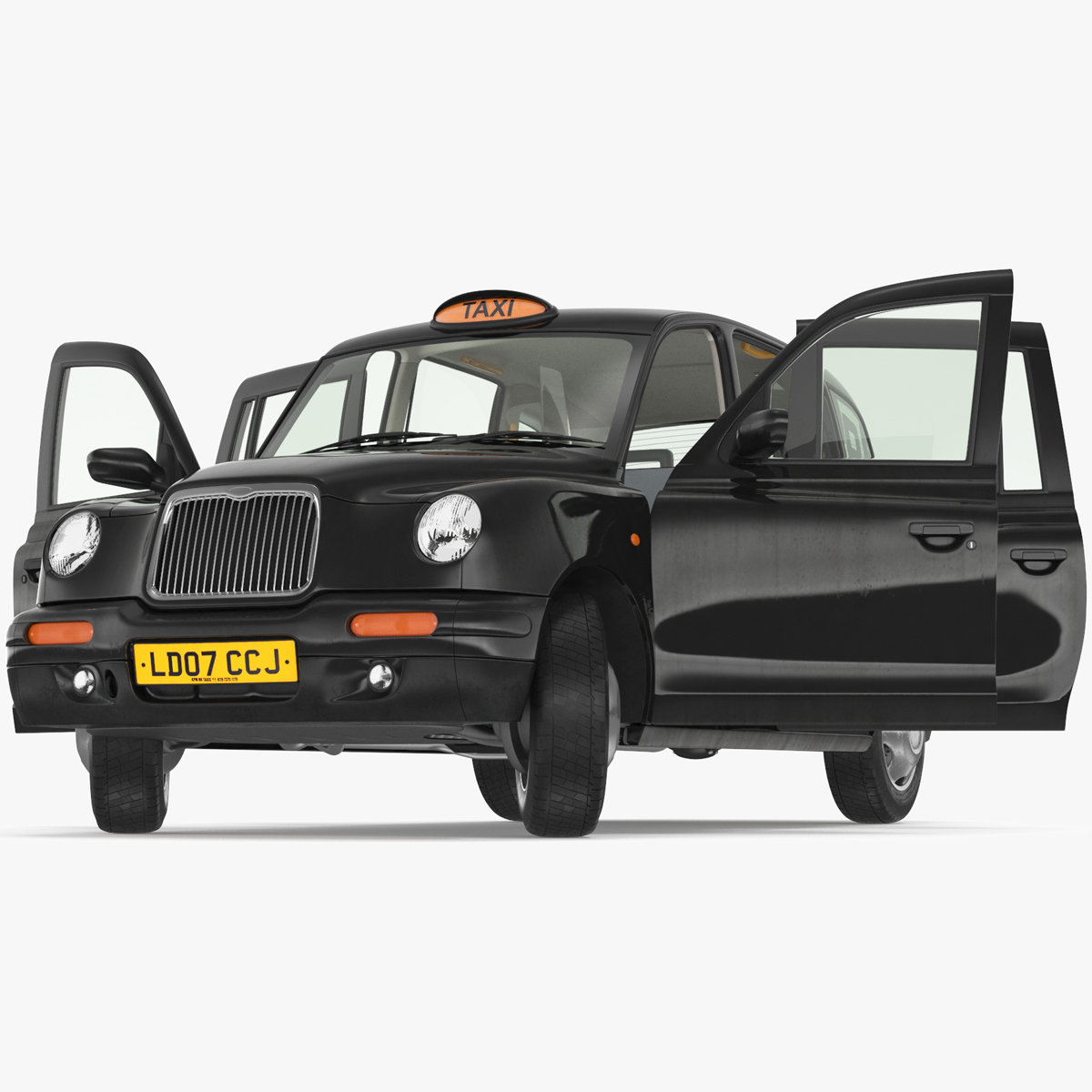 3D London Black Cab TX1 Rigged for Maya