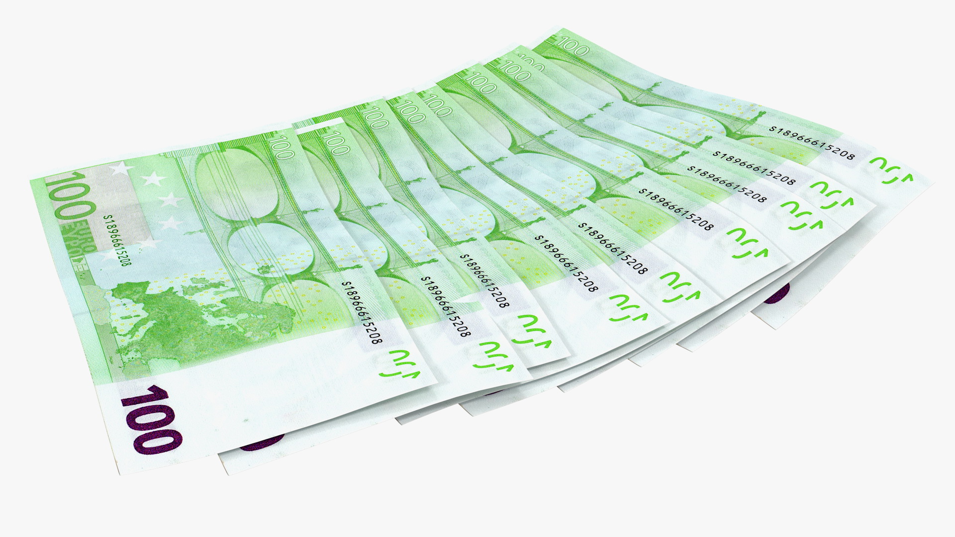 3D Paper Banknotes Euro 100 Bundle