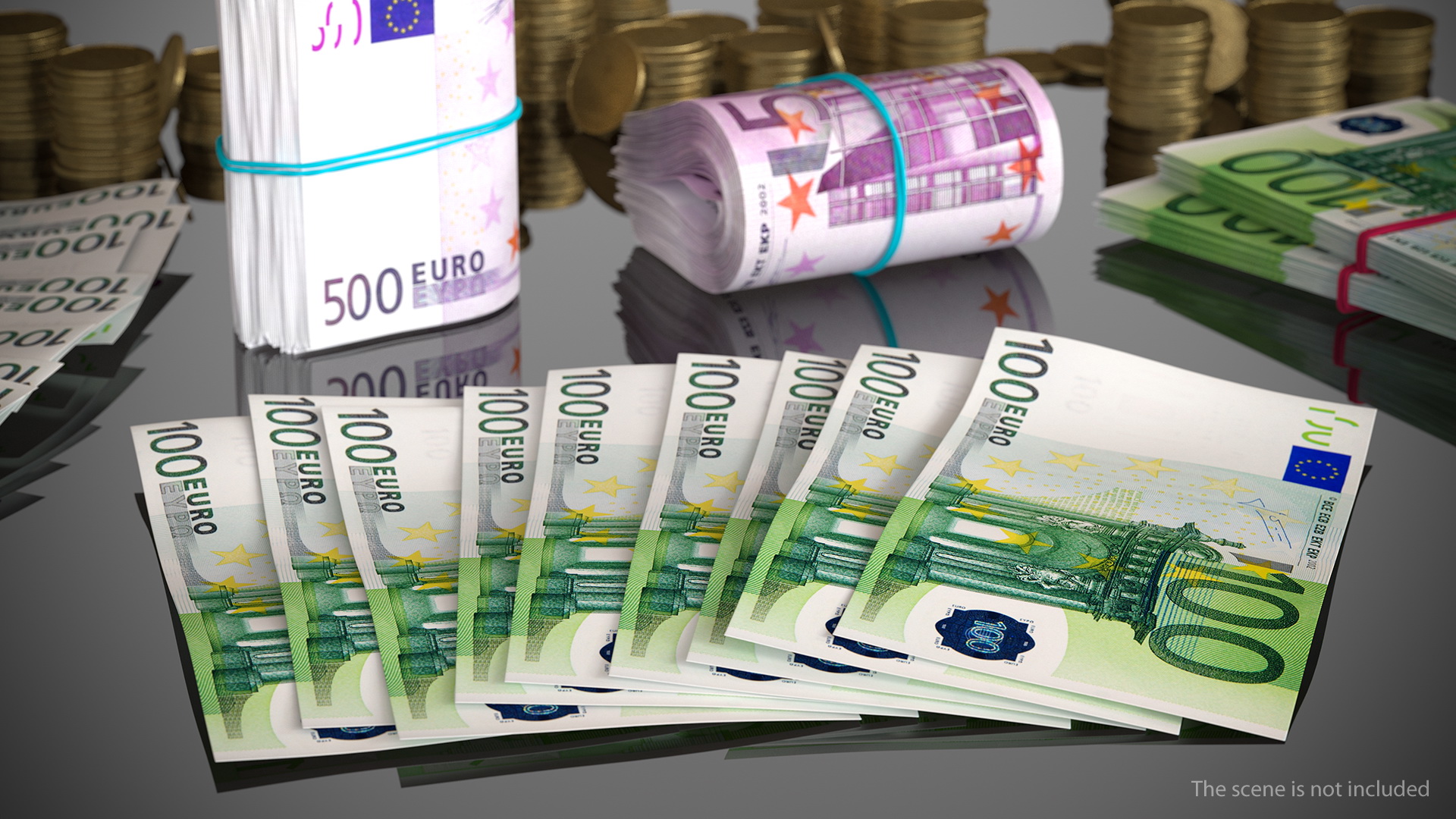 3D Paper Banknotes Euro 100 Bundle