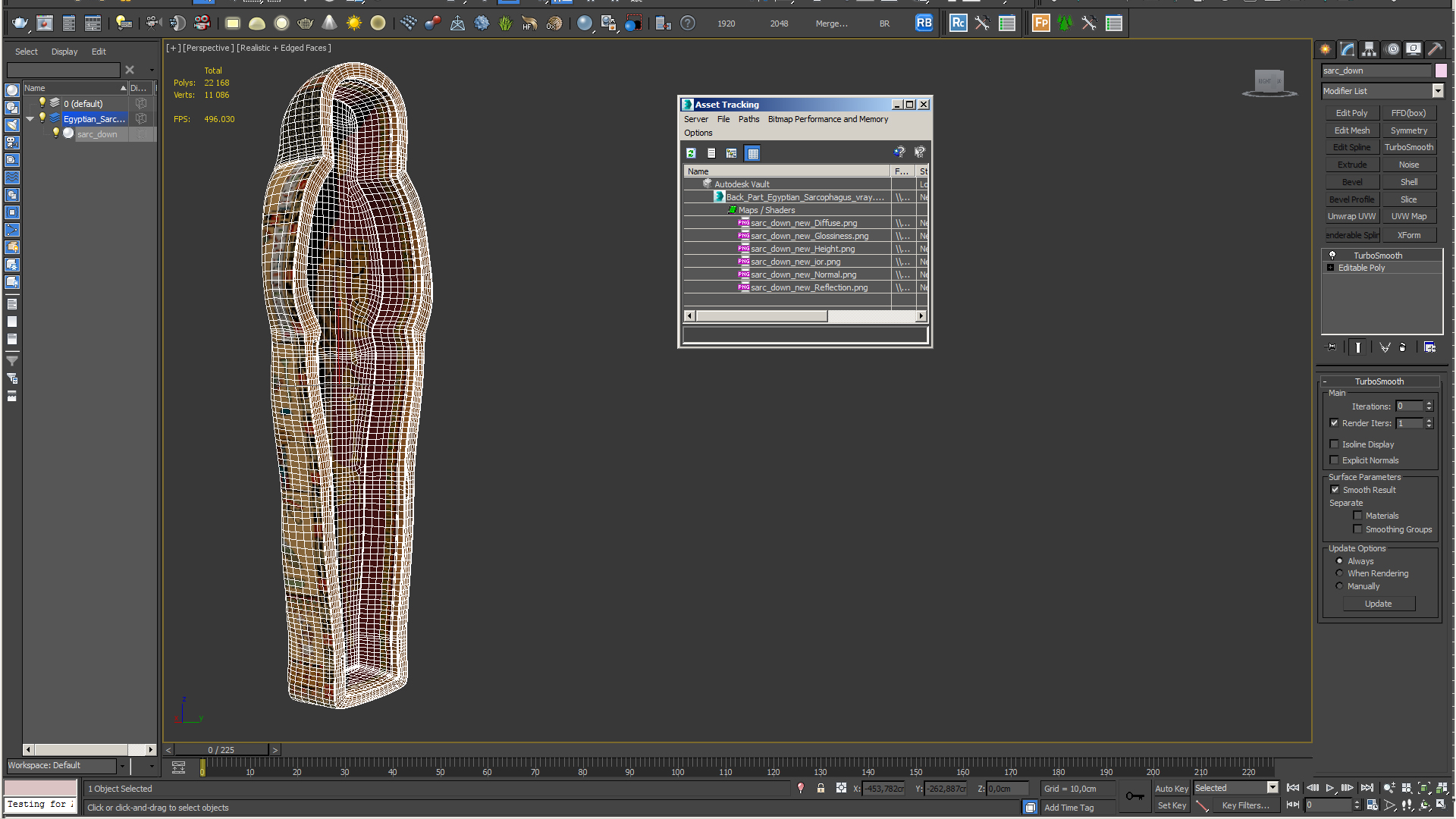 3D model Back Part Egyptian Sarcophagus