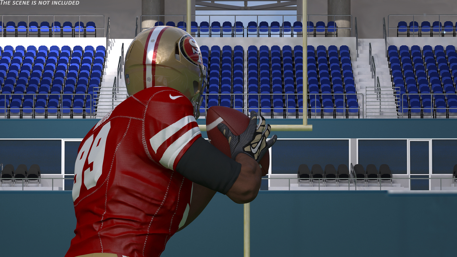 3D model San Francisco 49ers American Football Player Running The Ball Fur