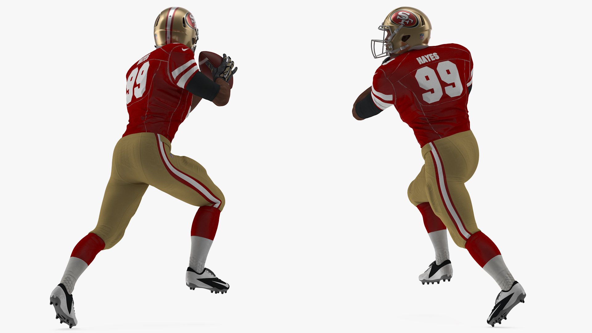 3D model San Francisco 49ers American Football Player Running The Ball Fur