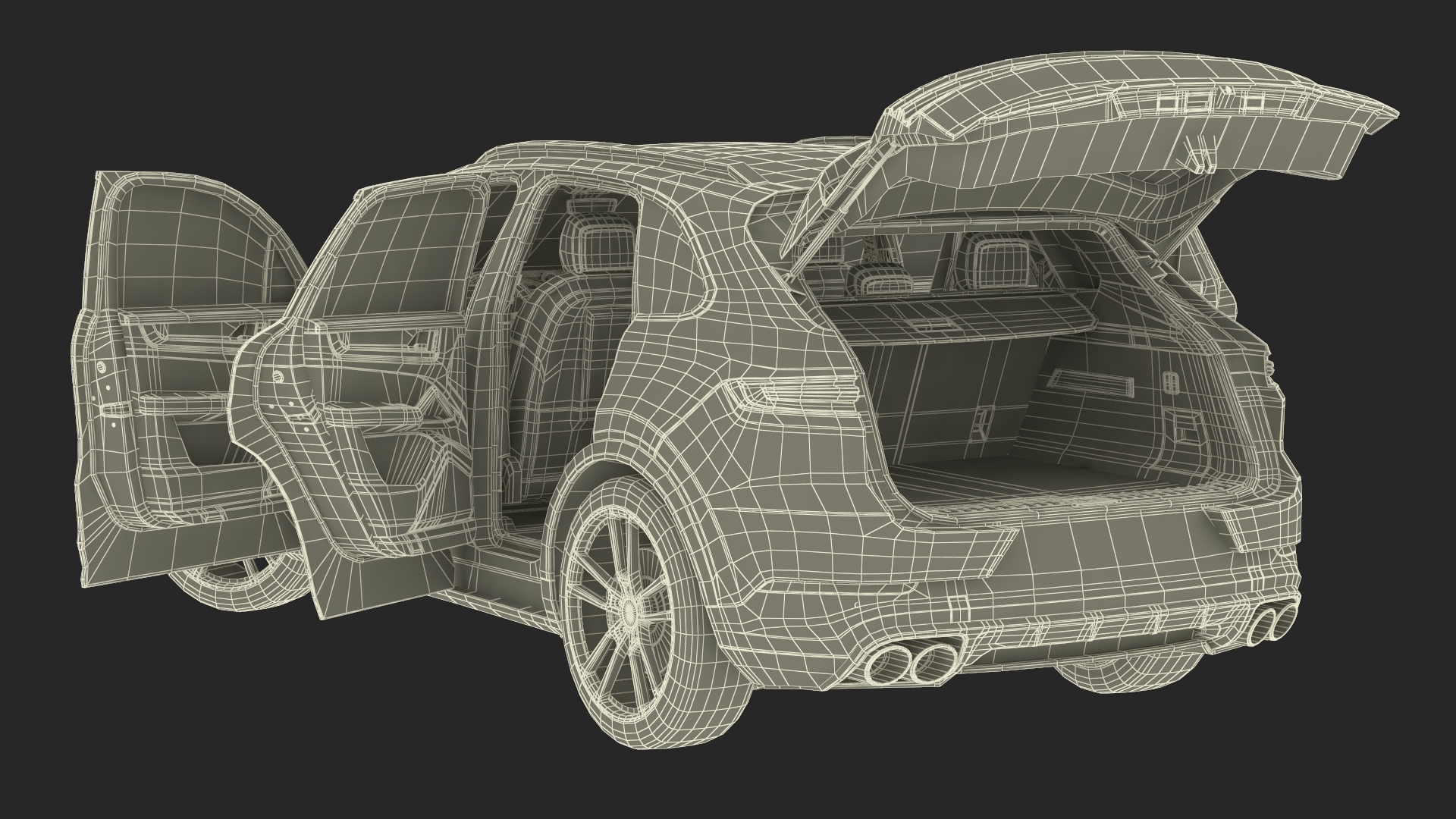 Luxury AWD 4dr SUV Red Rigged 3D model