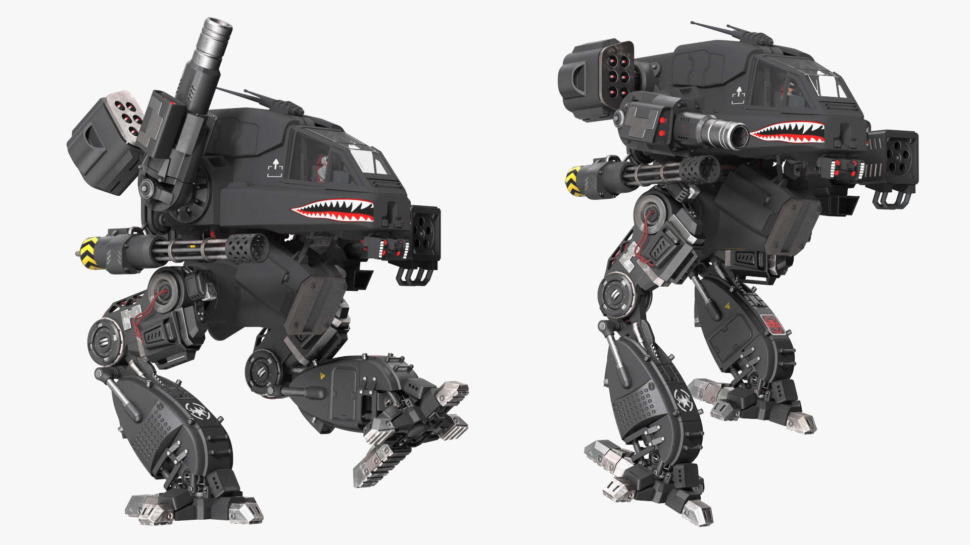 Concept Black Combat Robot with Pilot Rigged 3D model