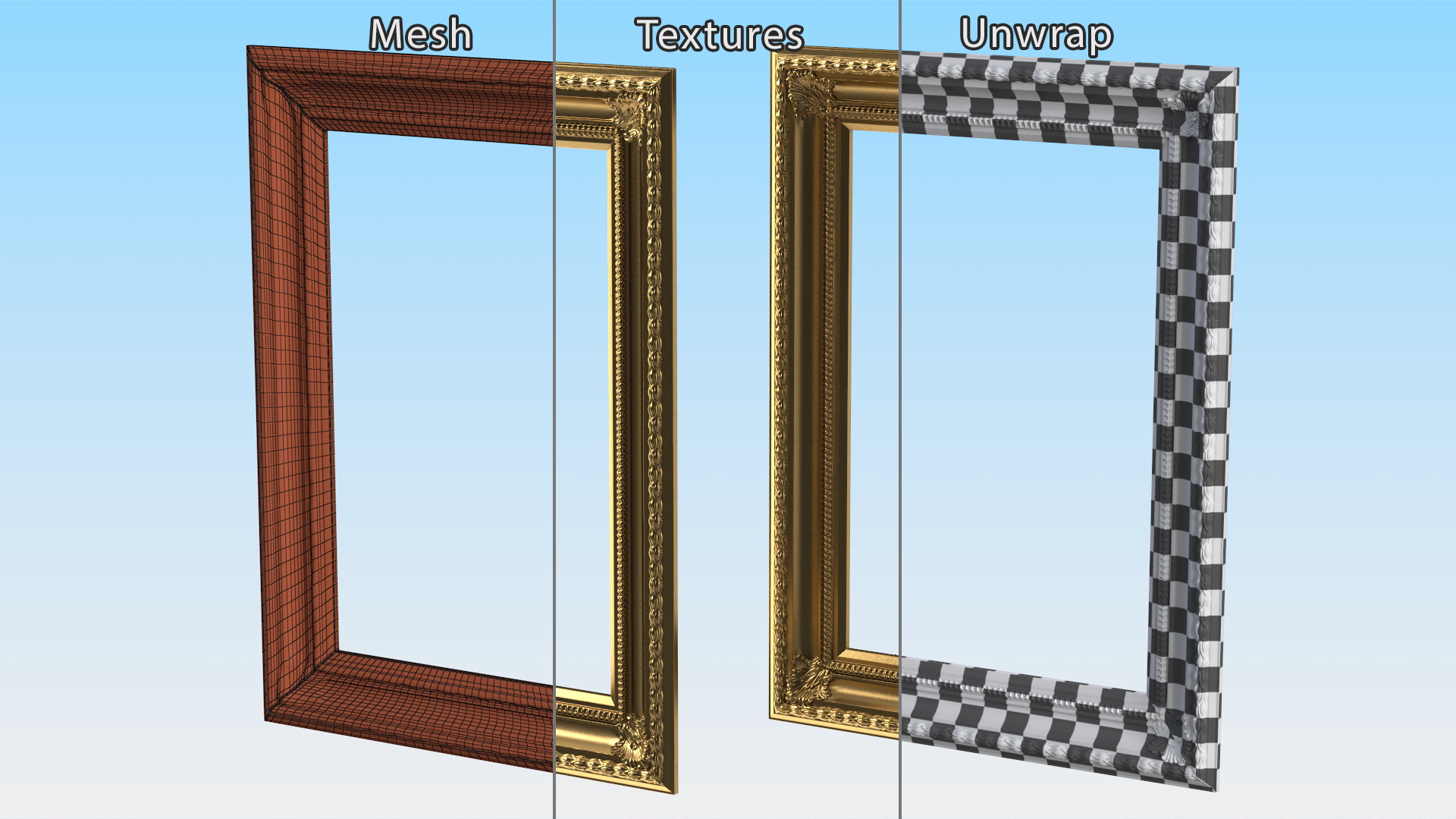 3D Elegant Ornate Baroque Picture Frame