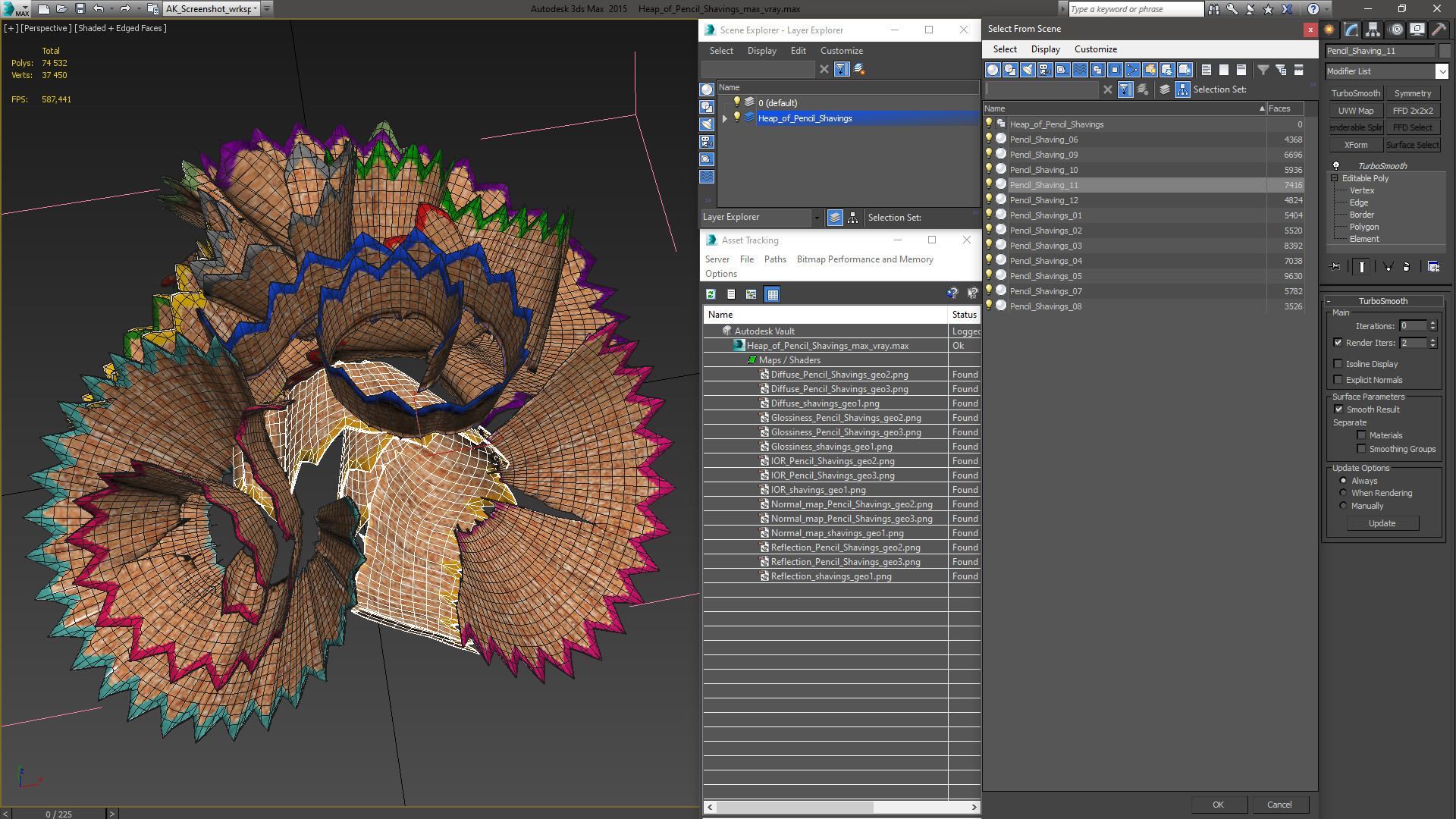 3D Heap of Pencil Shavings model