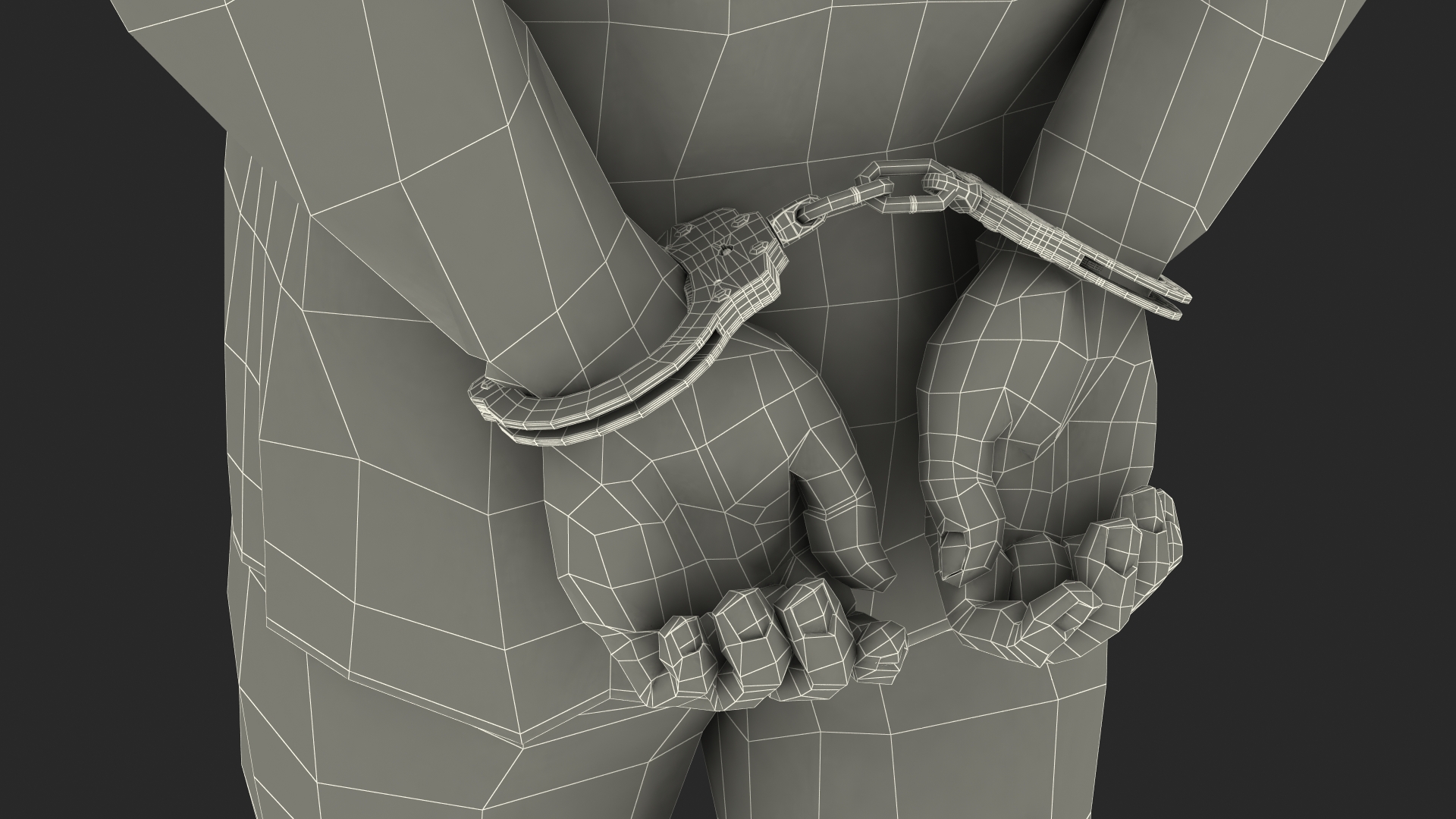 3D Black Prisoner Wearing Blue Clothes in Handcuffs model