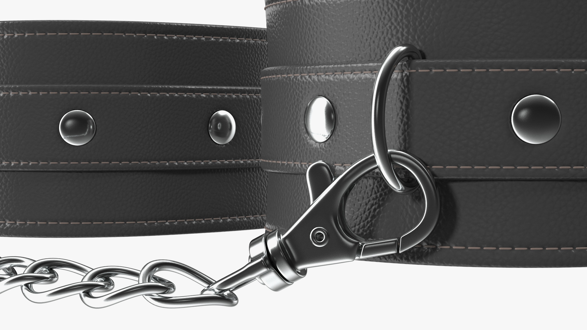 3D Leather Handcuffs Black model