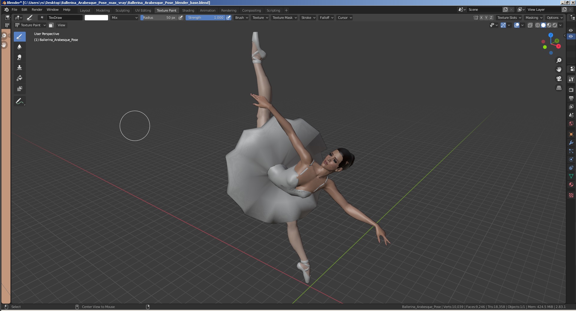 Ballerina Arabesque Pose 3D model