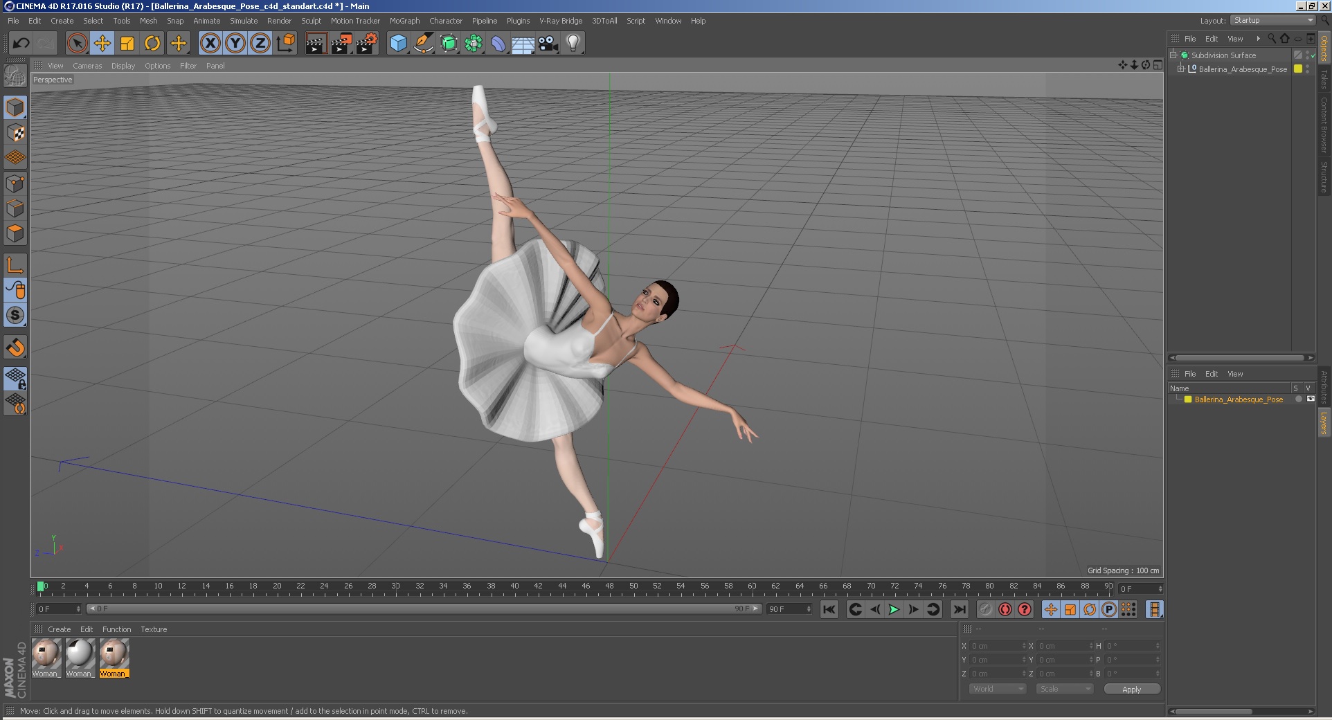 Ballerina Arabesque Pose 3D model