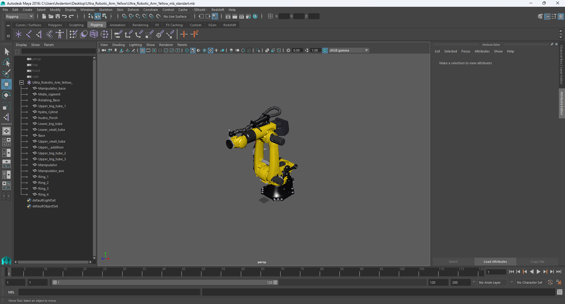 Ultra Robotic Arm Yellow 3D model