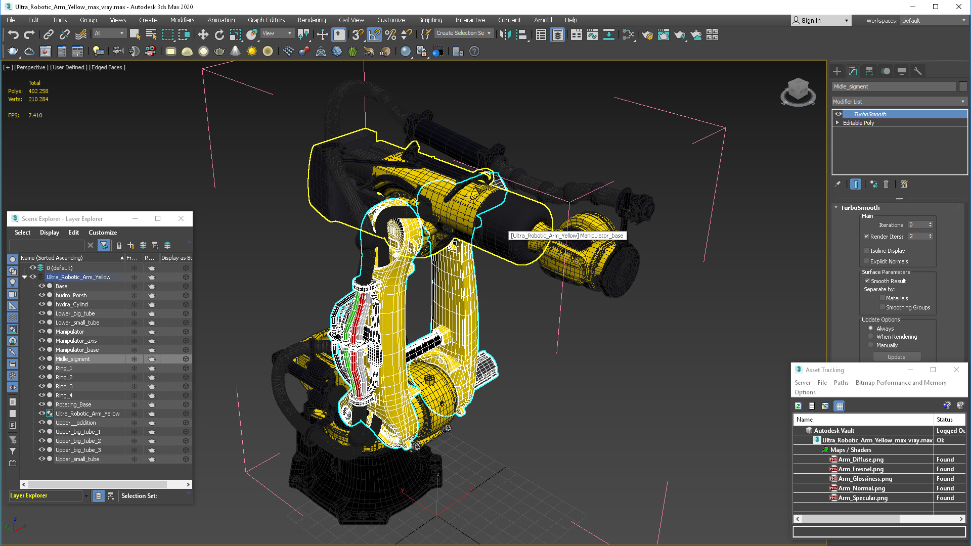 Ultra Robotic Arm Yellow 3D model