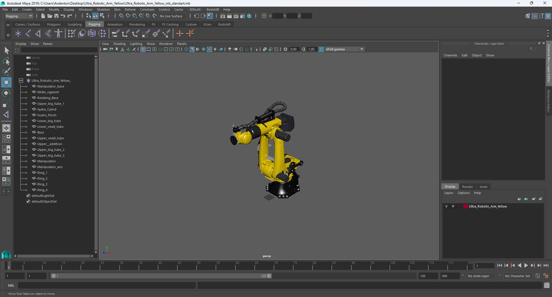 Ultra Robotic Arm Yellow 3D model