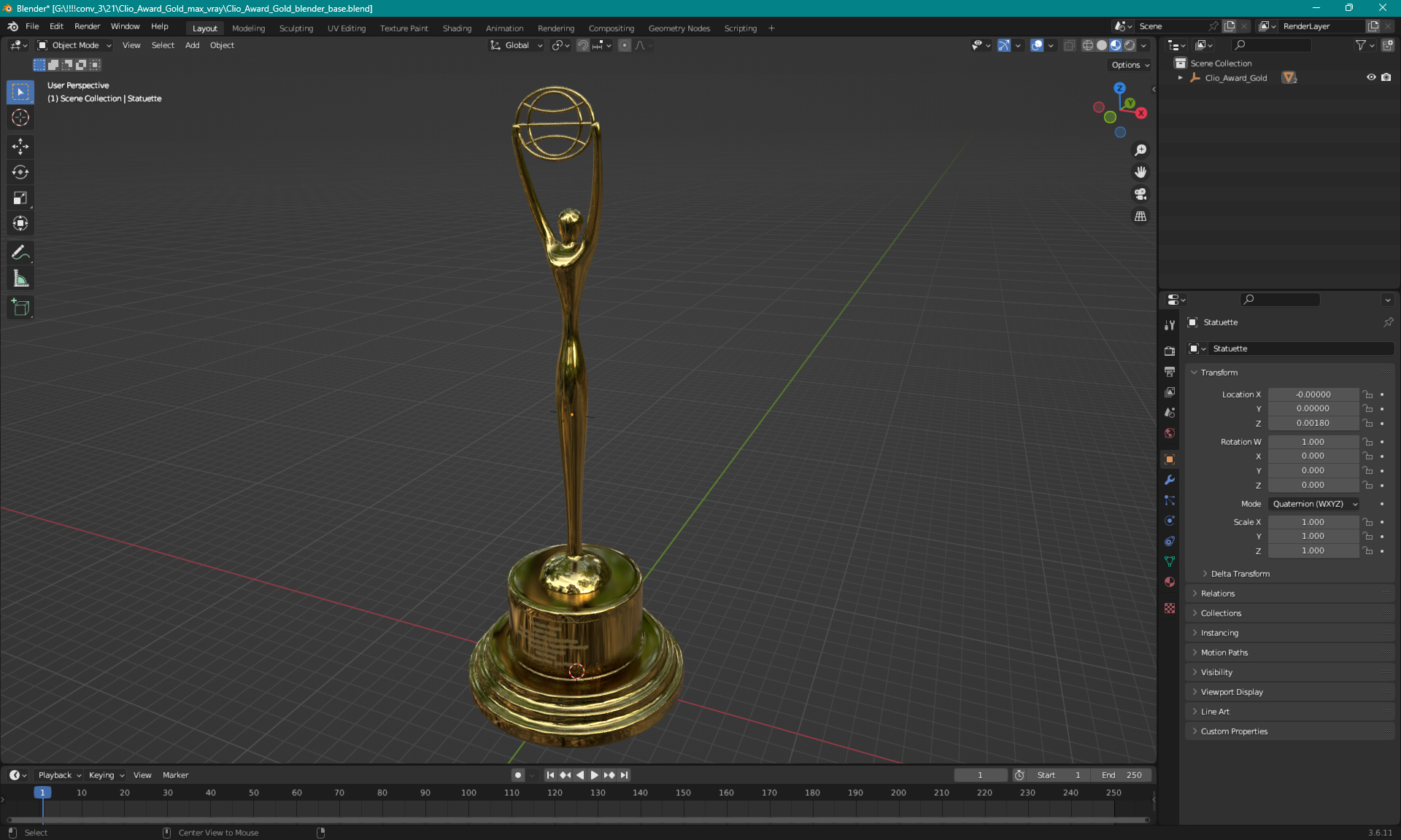 3D model Clio Award Gold