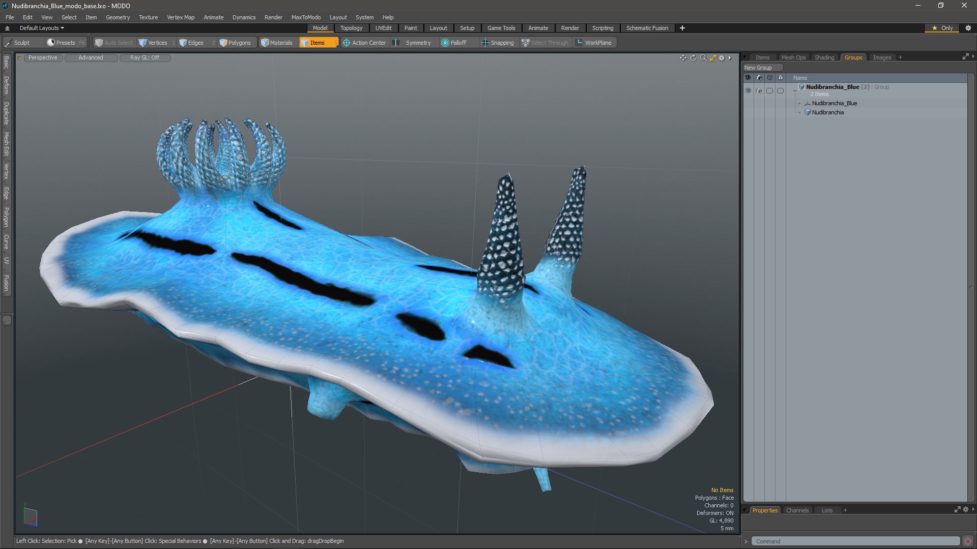 Nudibranchia Blue 3D