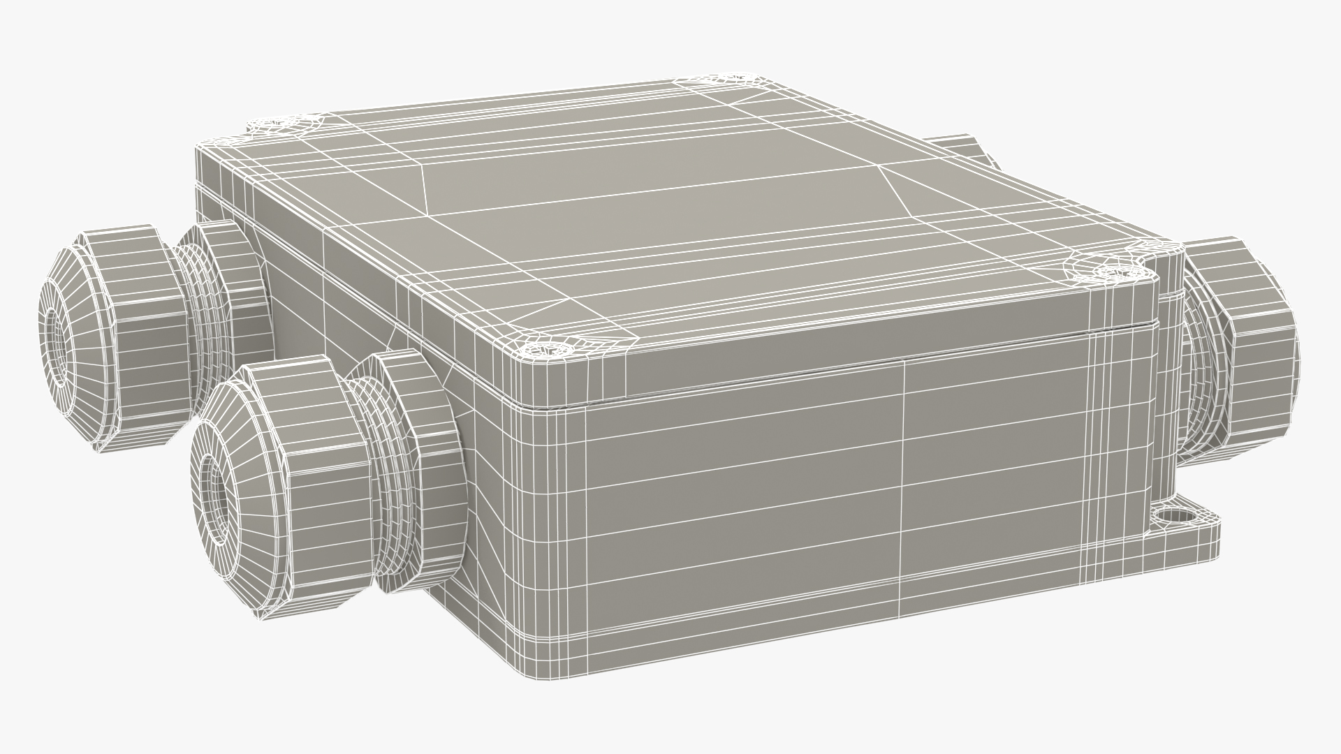 Black Closed Junction Box for 4 Wires 3D