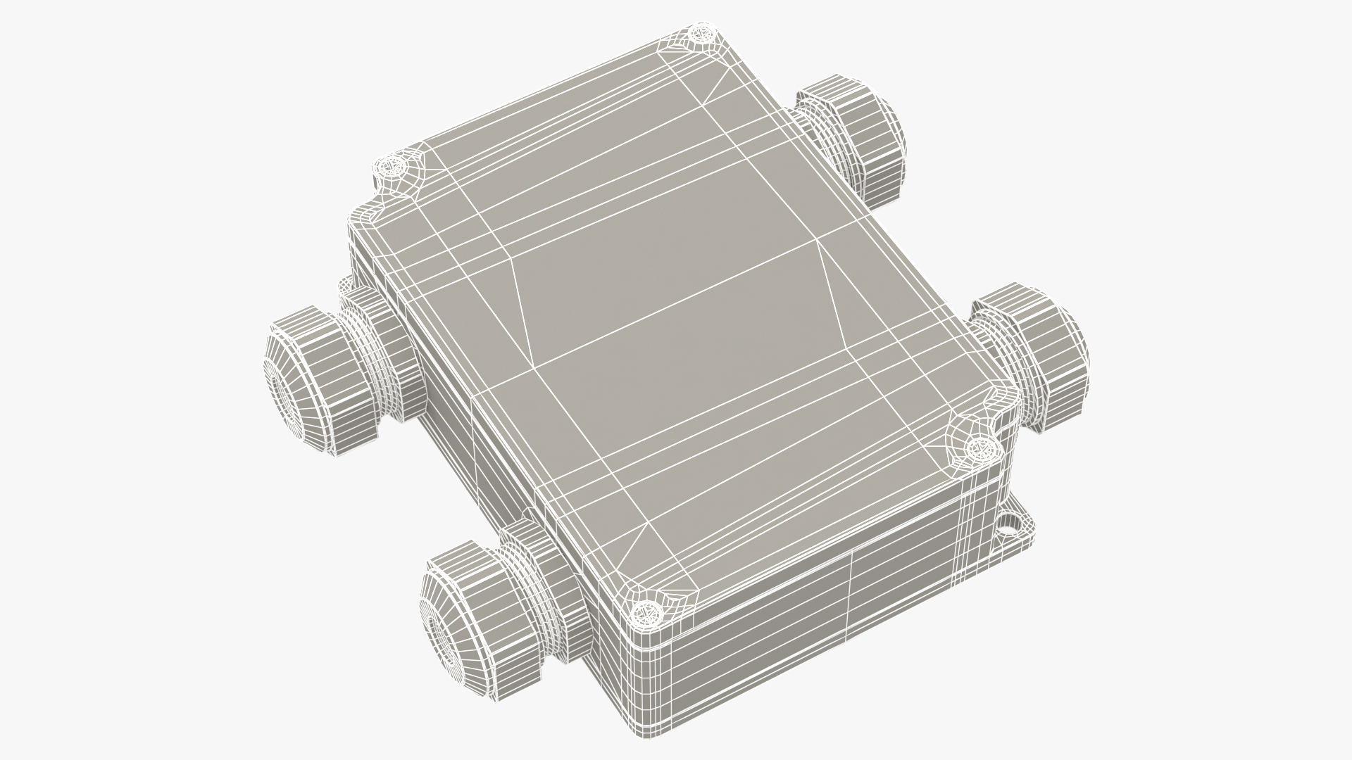 Black Closed Junction Box for 4 Wires 3D