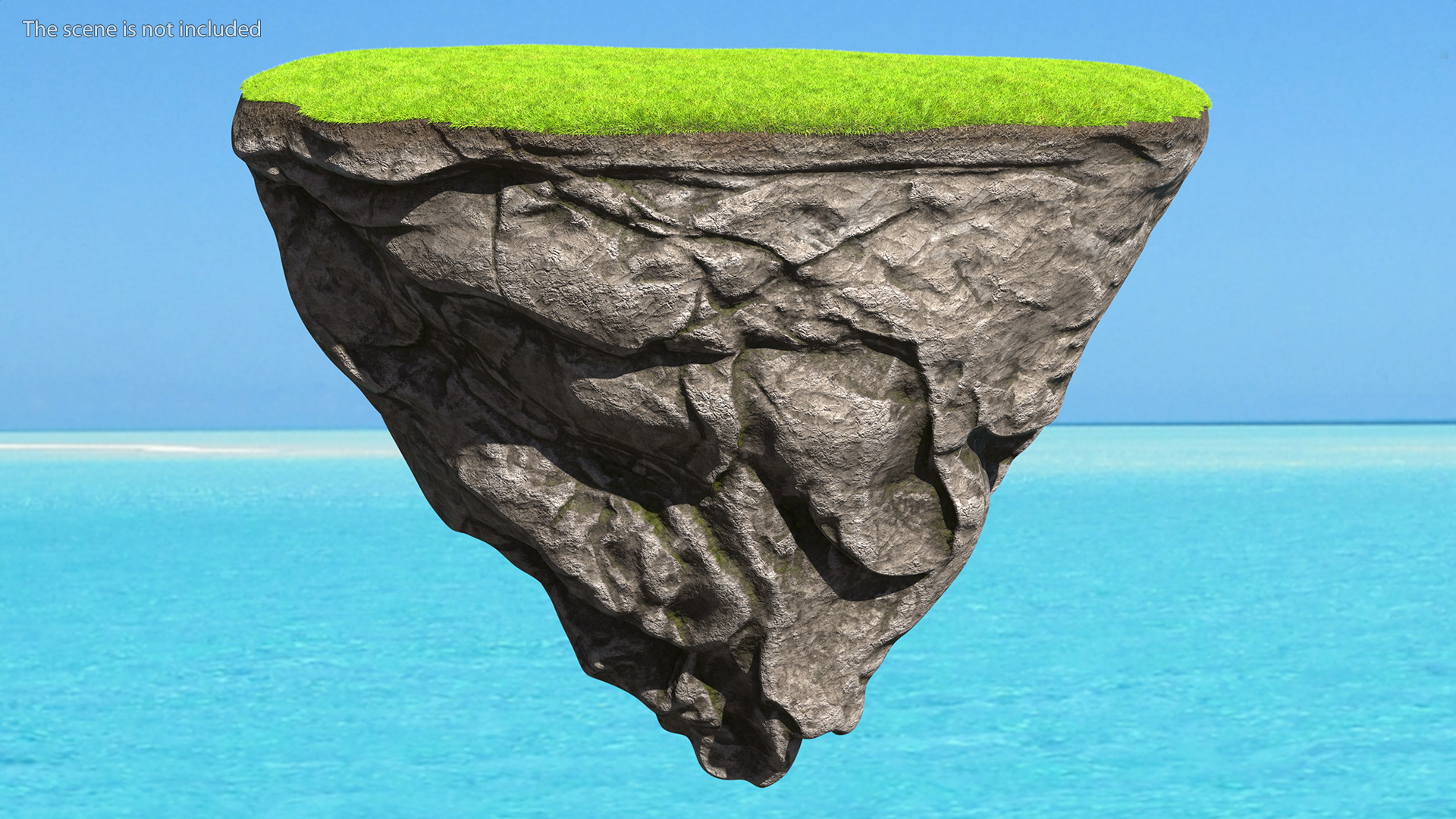 3D model Rock Round Cross Section with Green Grass Fur