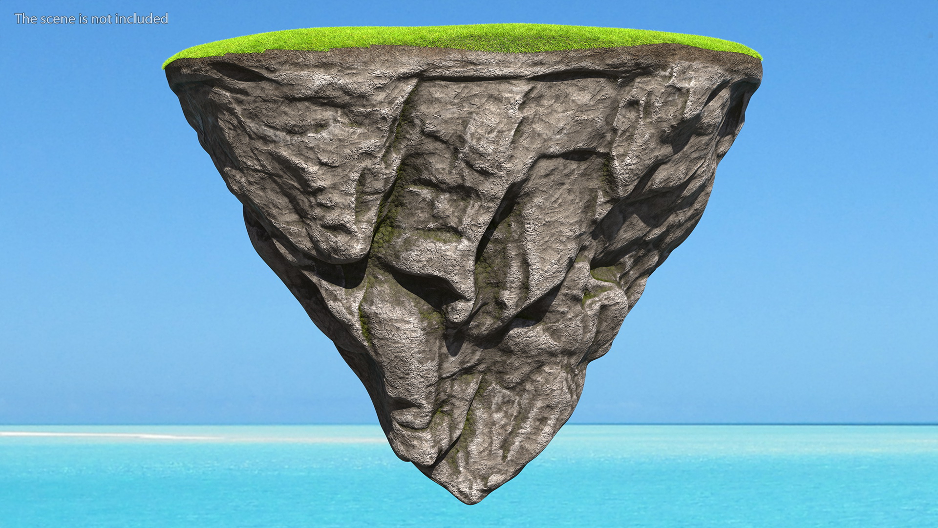 3D model Rock Round Cross Section with Green Grass Fur