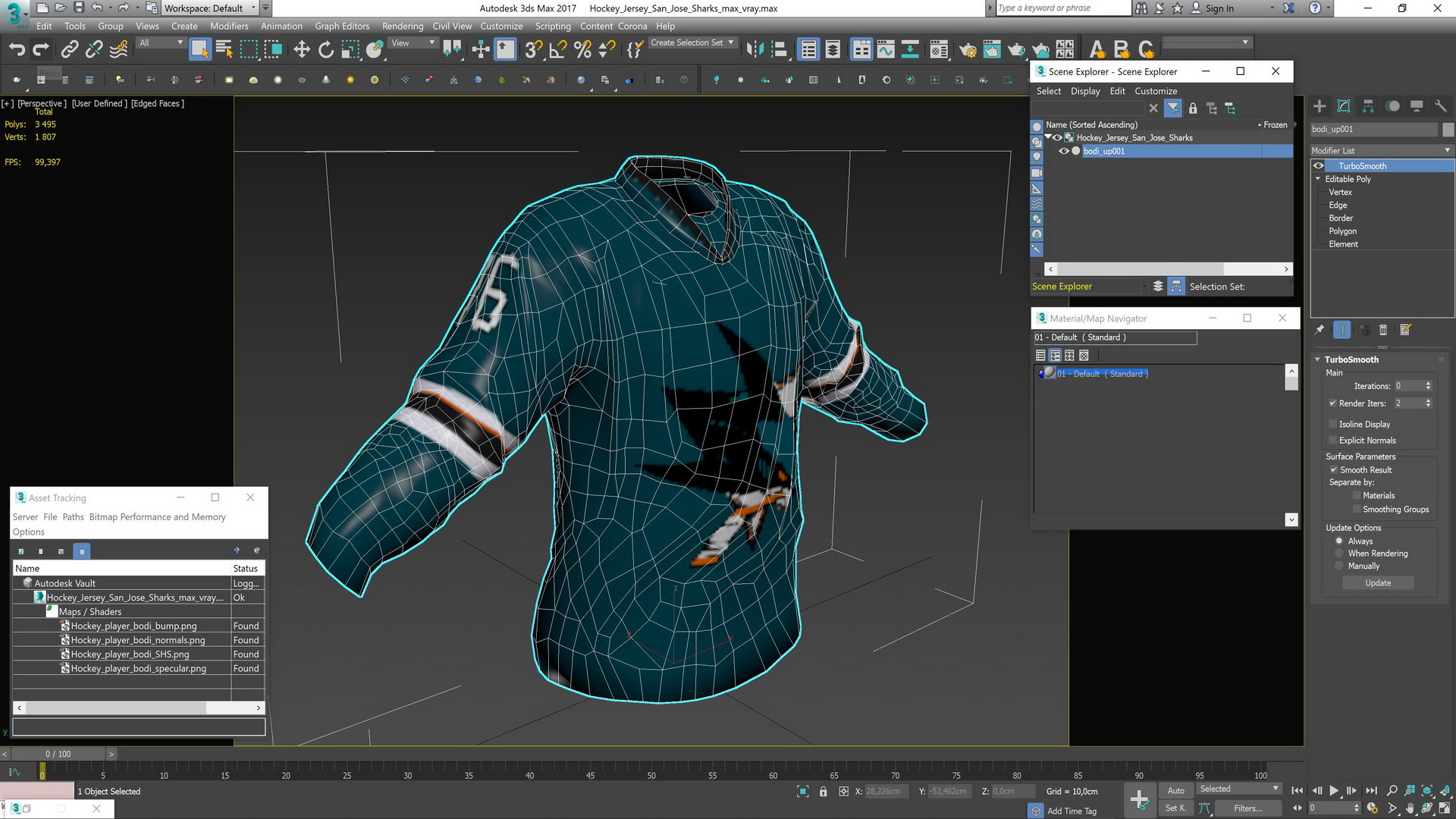 Hockey Jersey San Jose Sharks 3D model