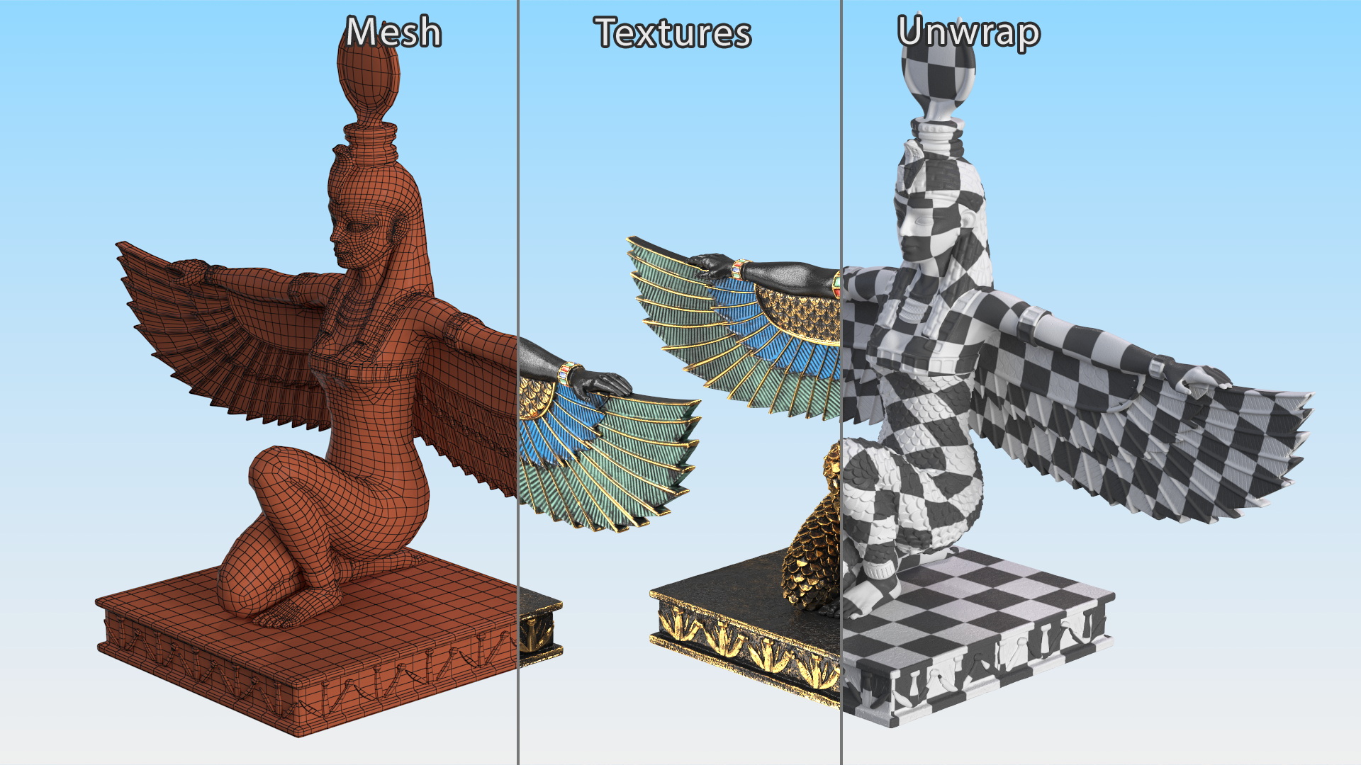 3D model Egypt Goddess Isis Statue