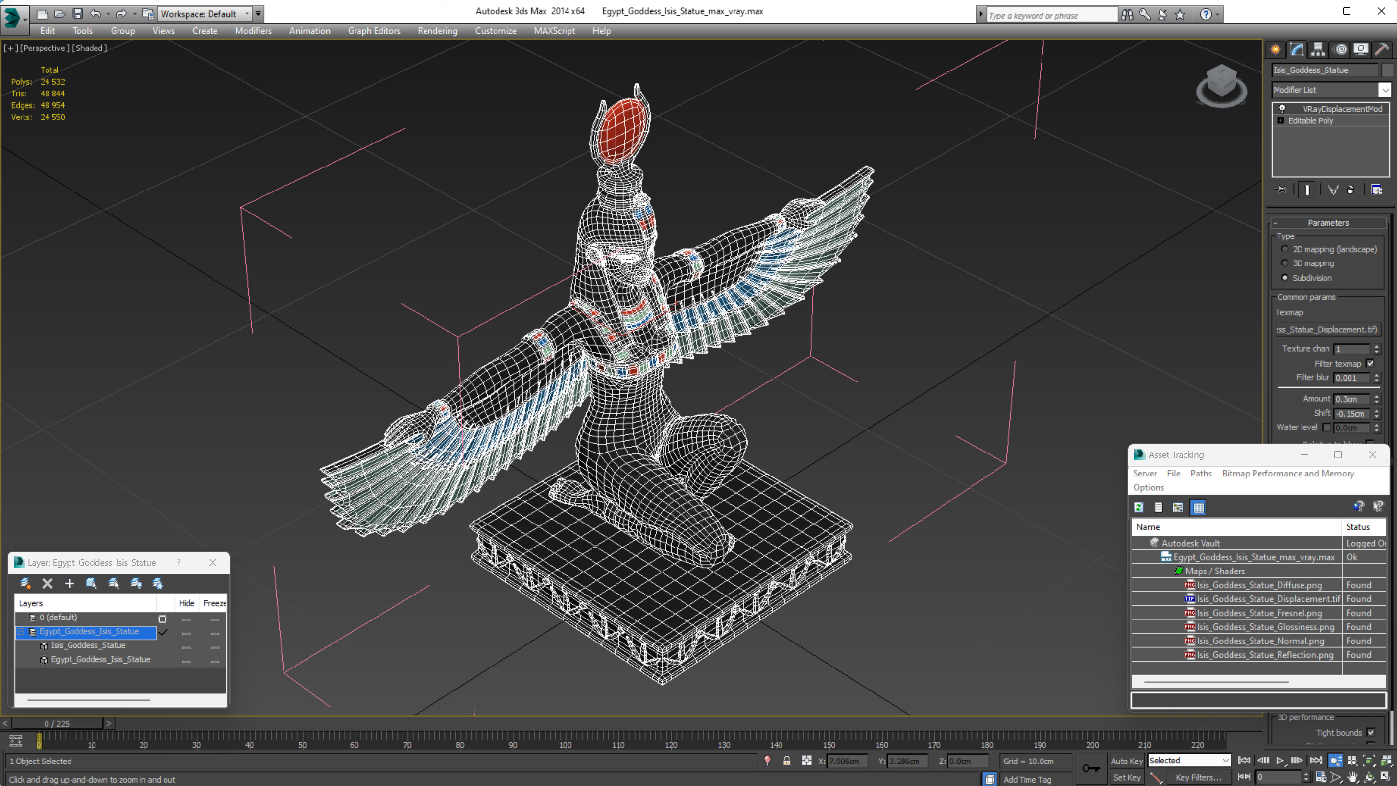 3D model Egypt Goddess Isis Statue