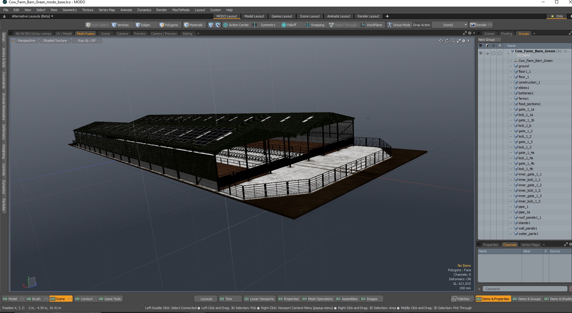 Cow Farm Barn Green 3D model