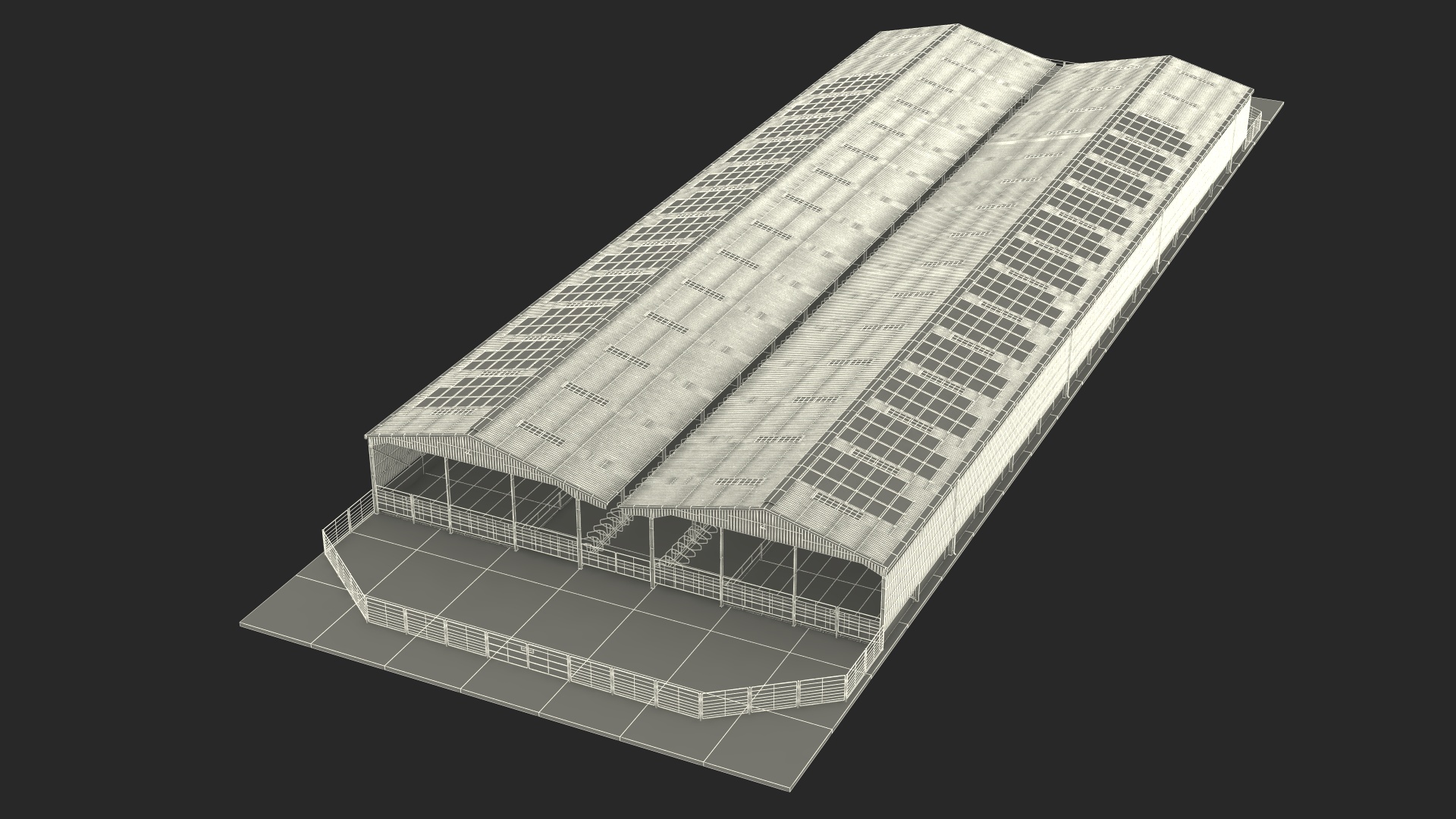 Cow Farm Barn Green 3D model