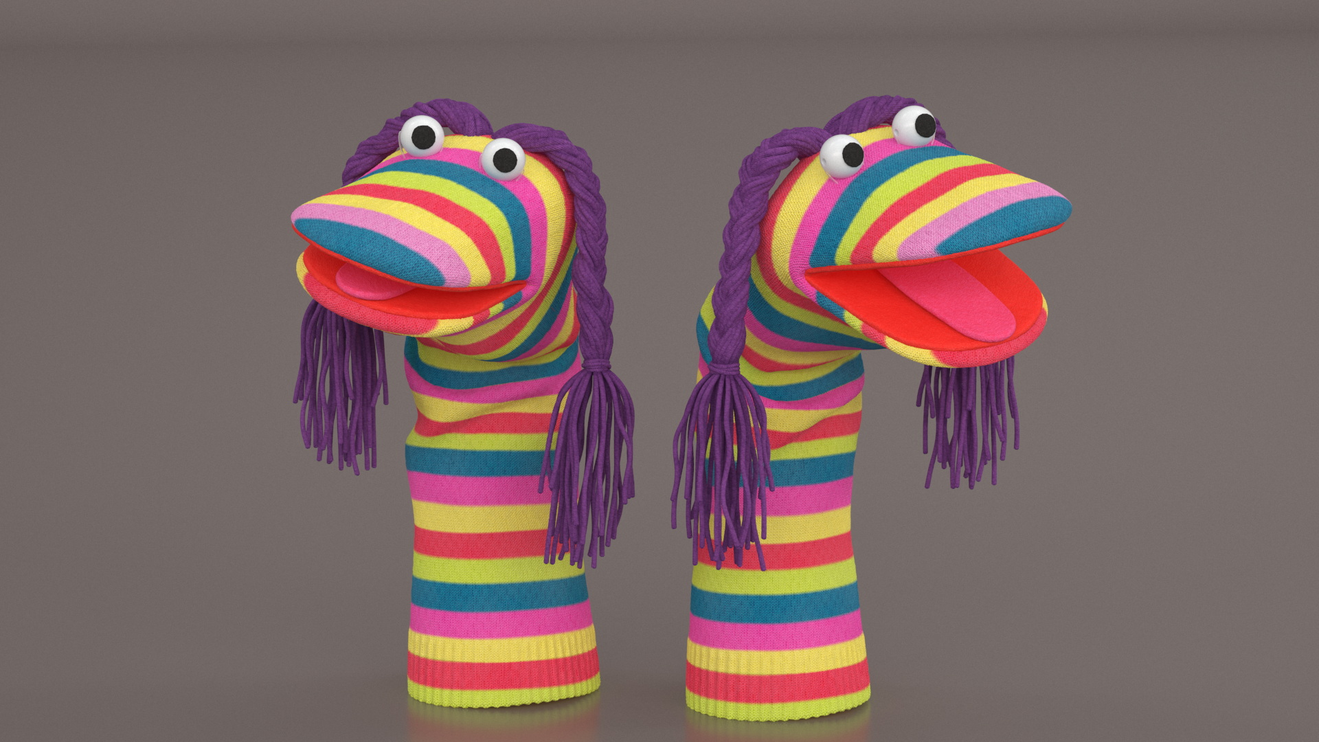 3D Striped Sock Puppet Girl Rigged