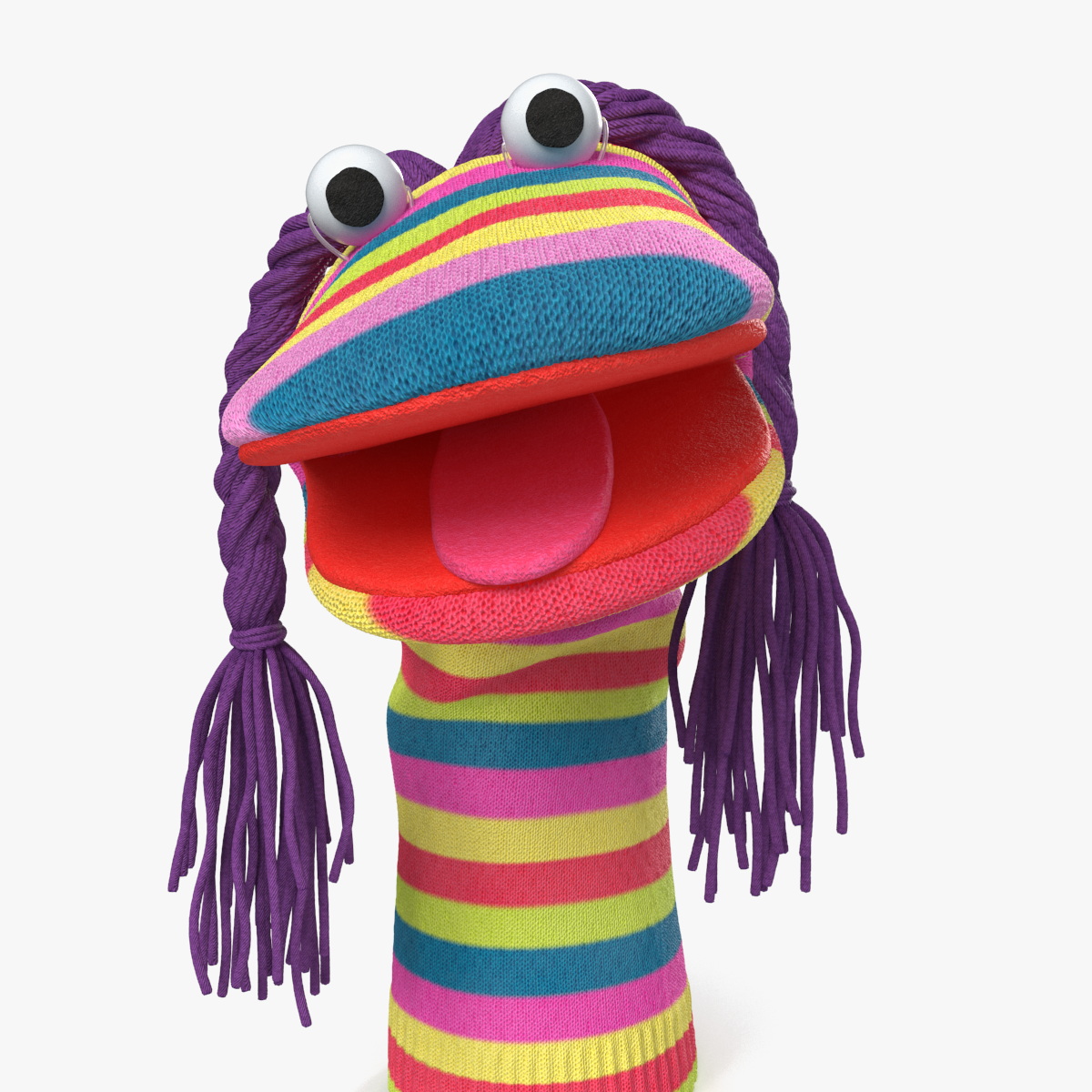 3D Striped Sock Puppet Girl Rigged