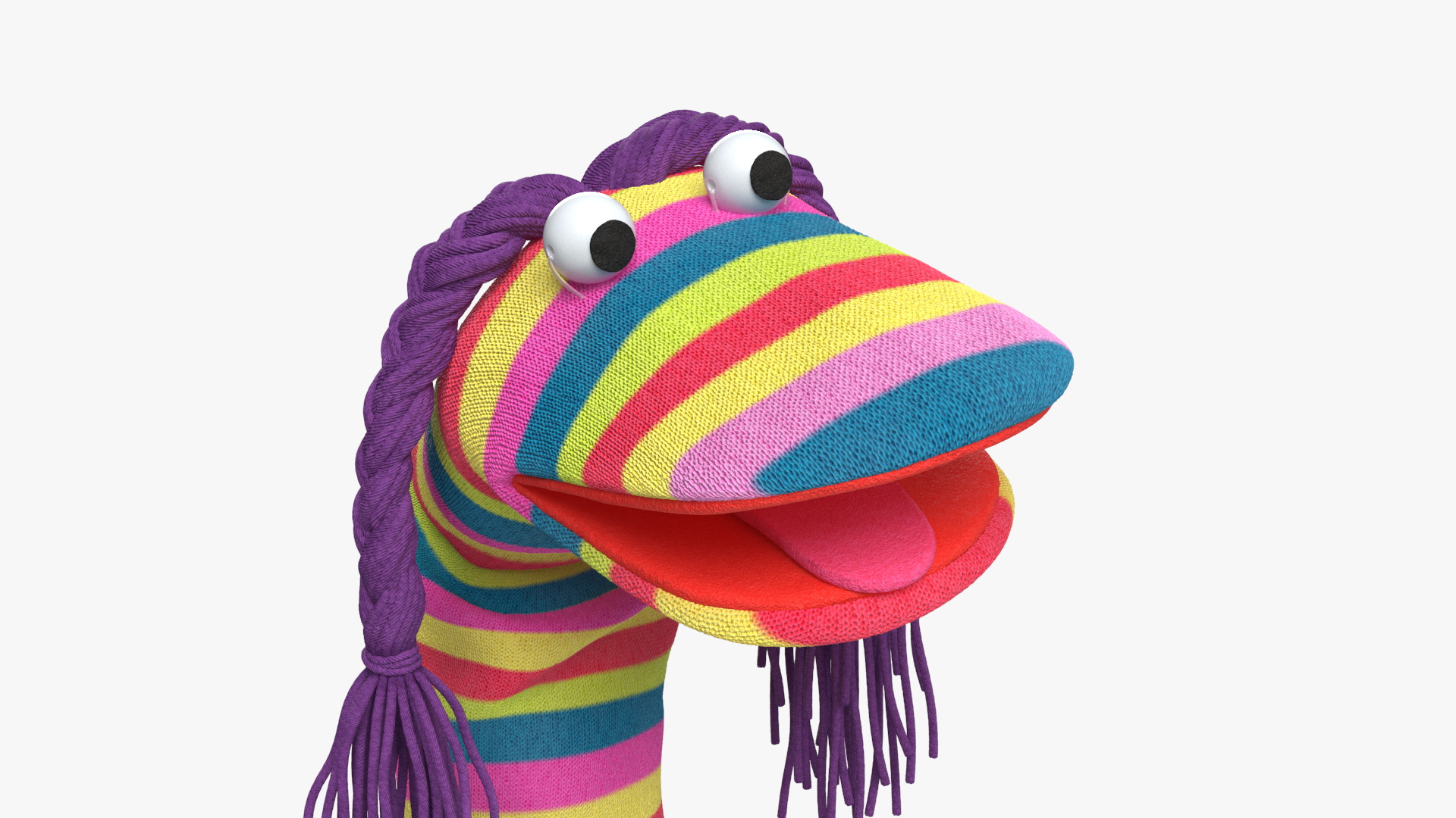 3D Striped Sock Puppet Girl Rigged