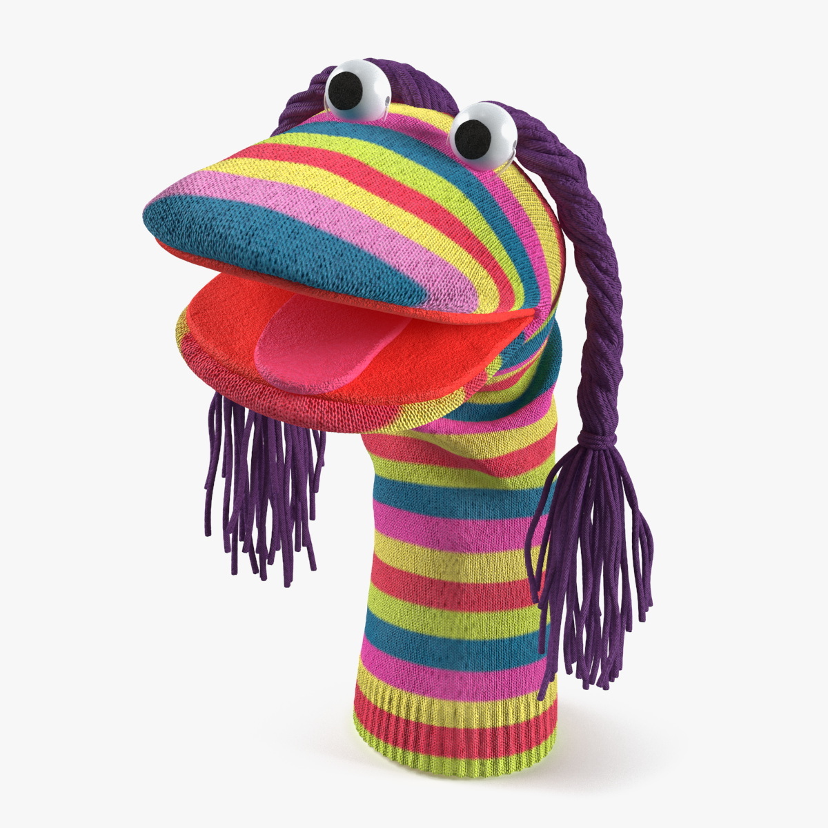 3D Striped Sock Puppet Girl Rigged