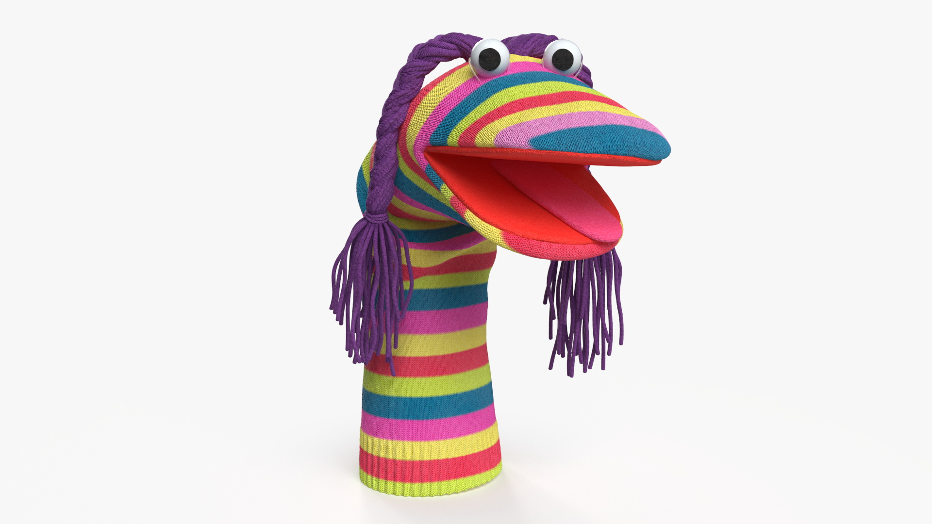 3D Striped Sock Puppet Girl Rigged