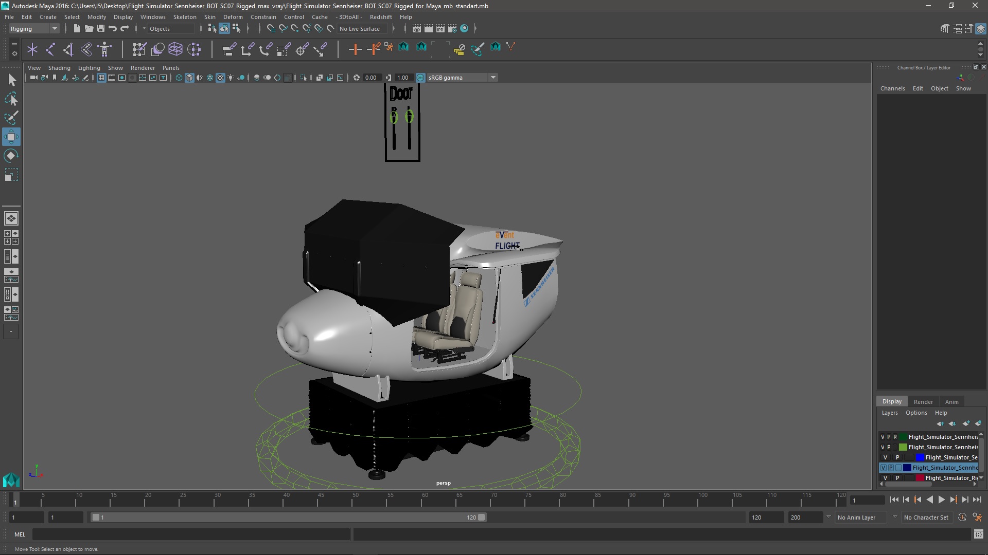 Flight Simulator Sennheiser BOT SC07 Rigged for Maya 3D