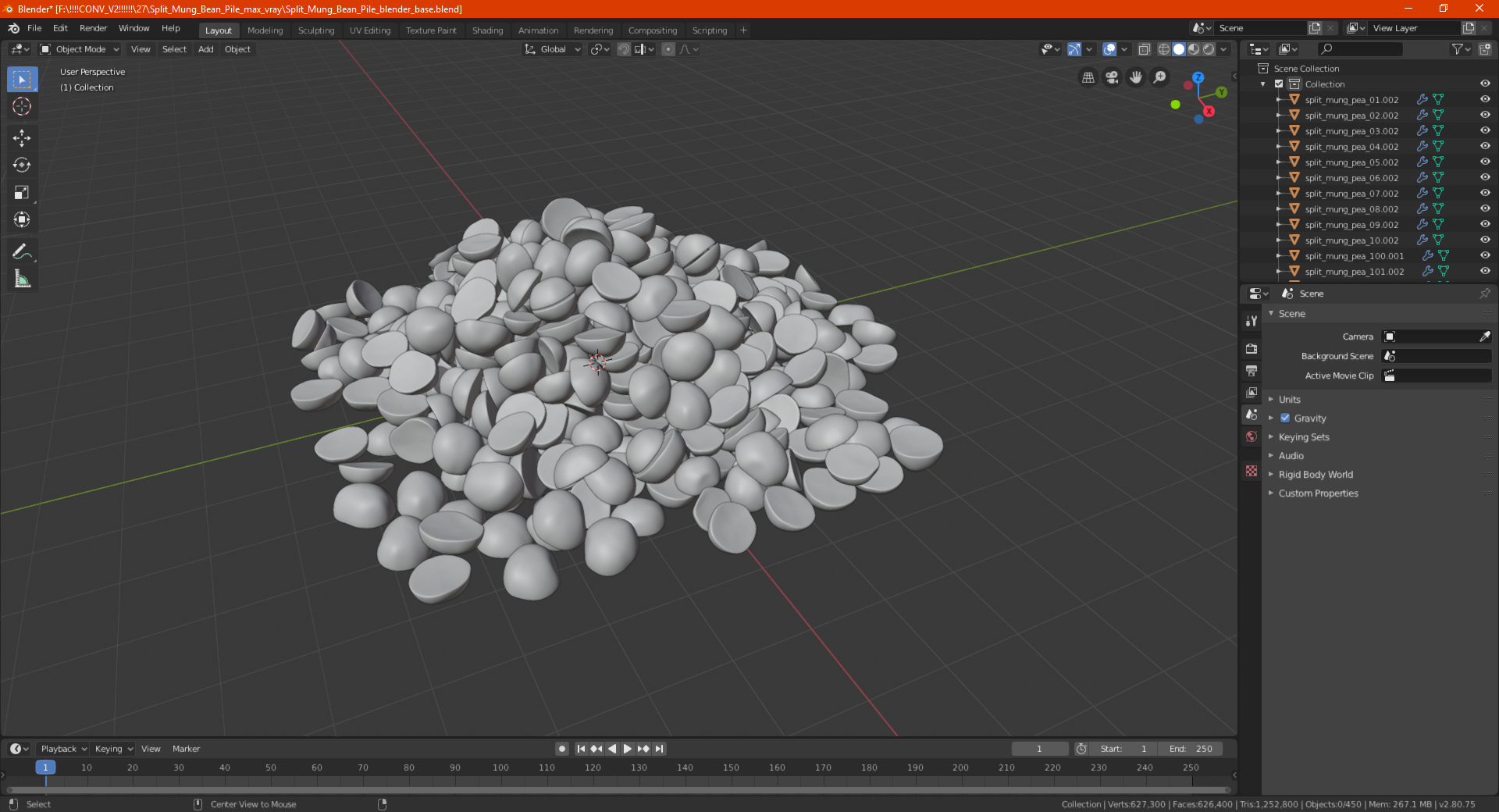 3D model Split Mung Bean Pile