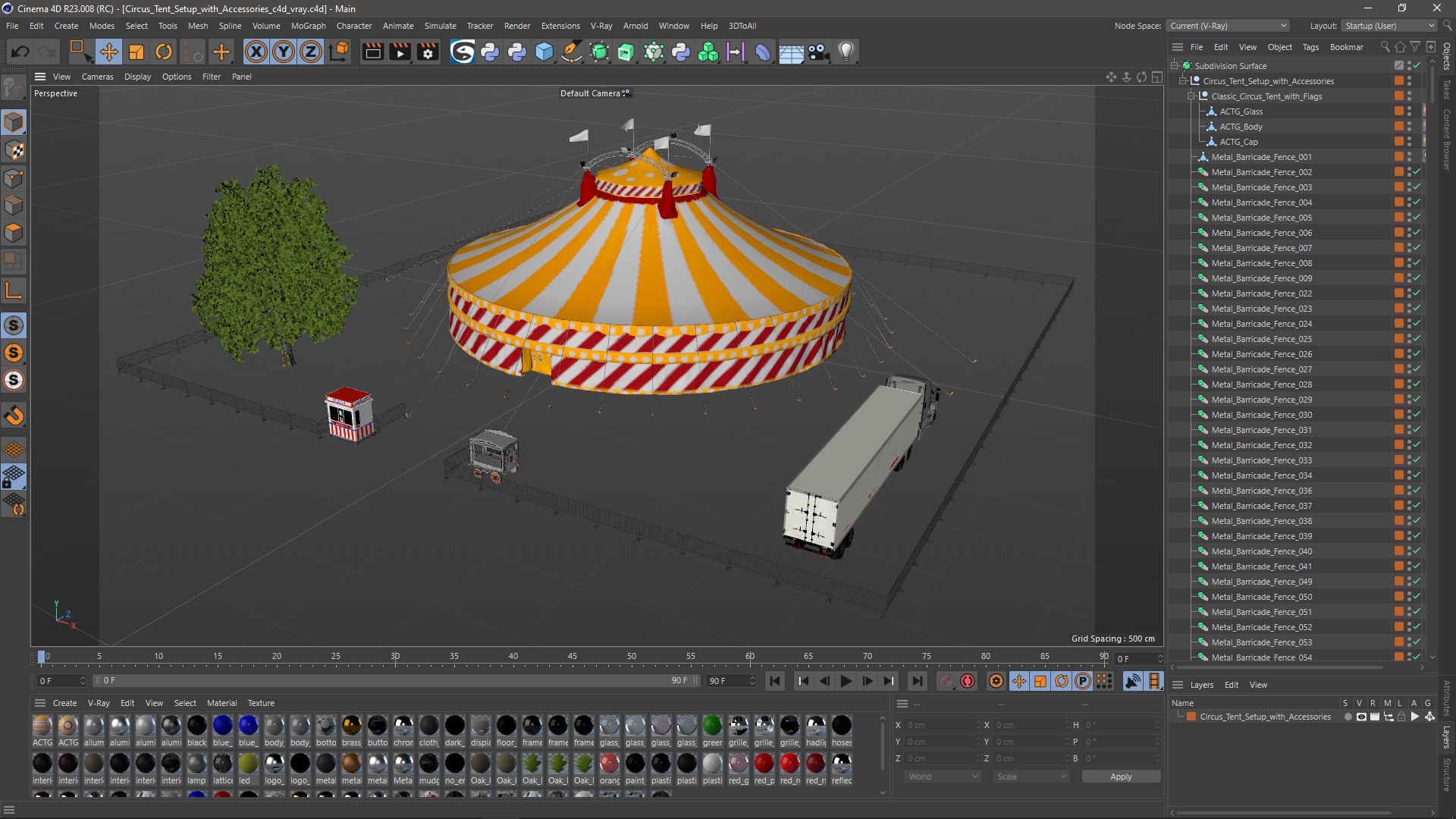 Circus Tent Setup with Accessories 3D model