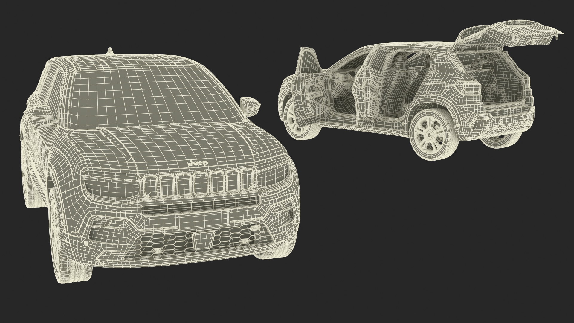 3D model Crossover Jeep Avenger Yellow Simplified