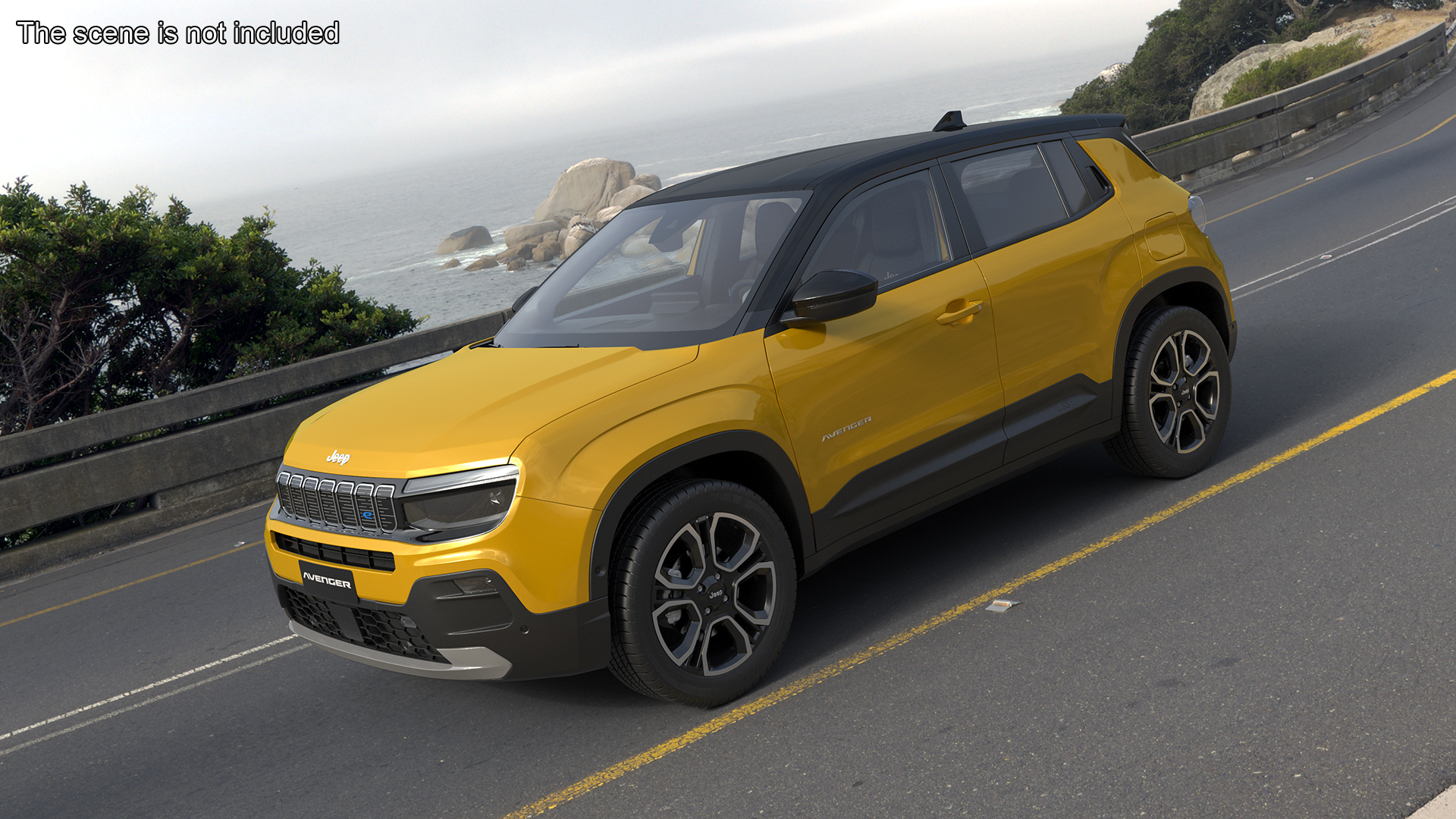 3D model Crossover Jeep Avenger Yellow Simplified