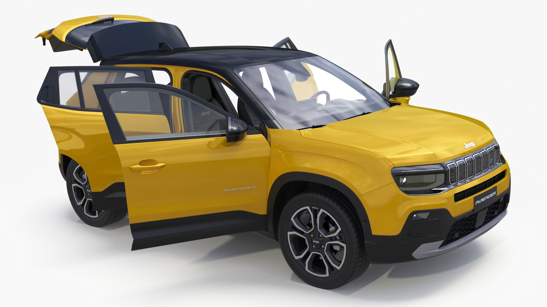 3D model Crossover Jeep Avenger Yellow Simplified