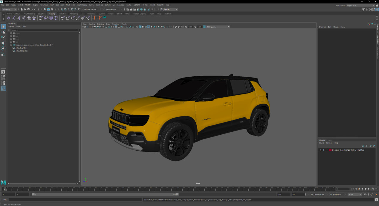 3D model Crossover Jeep Avenger Yellow Simplified