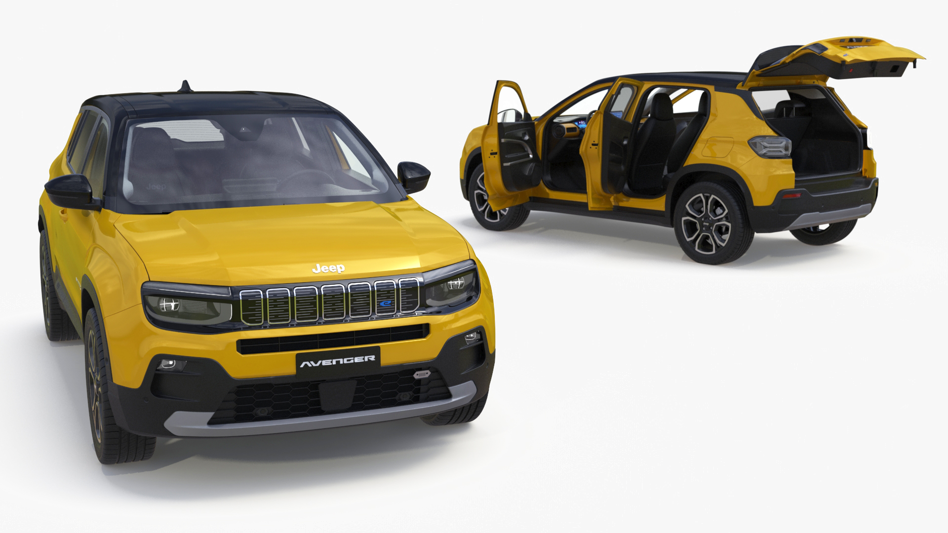 3D model Crossover Jeep Avenger Yellow Simplified