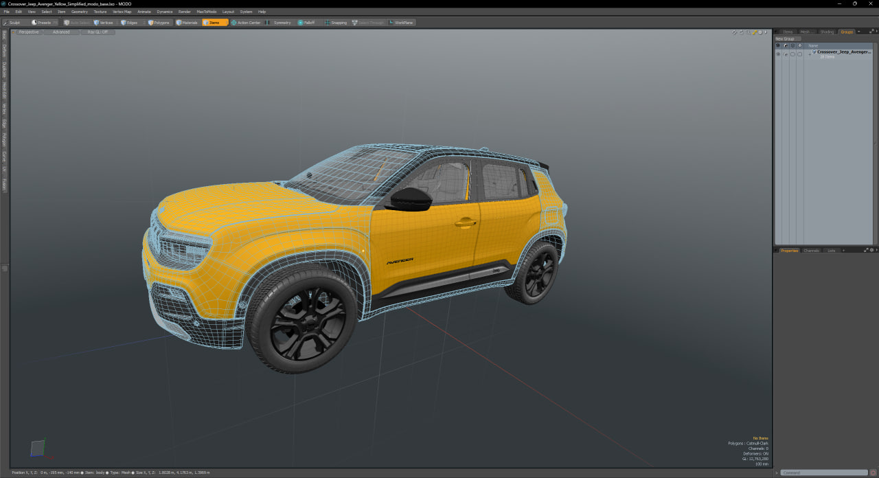 3D model Crossover Jeep Avenger Yellow Simplified