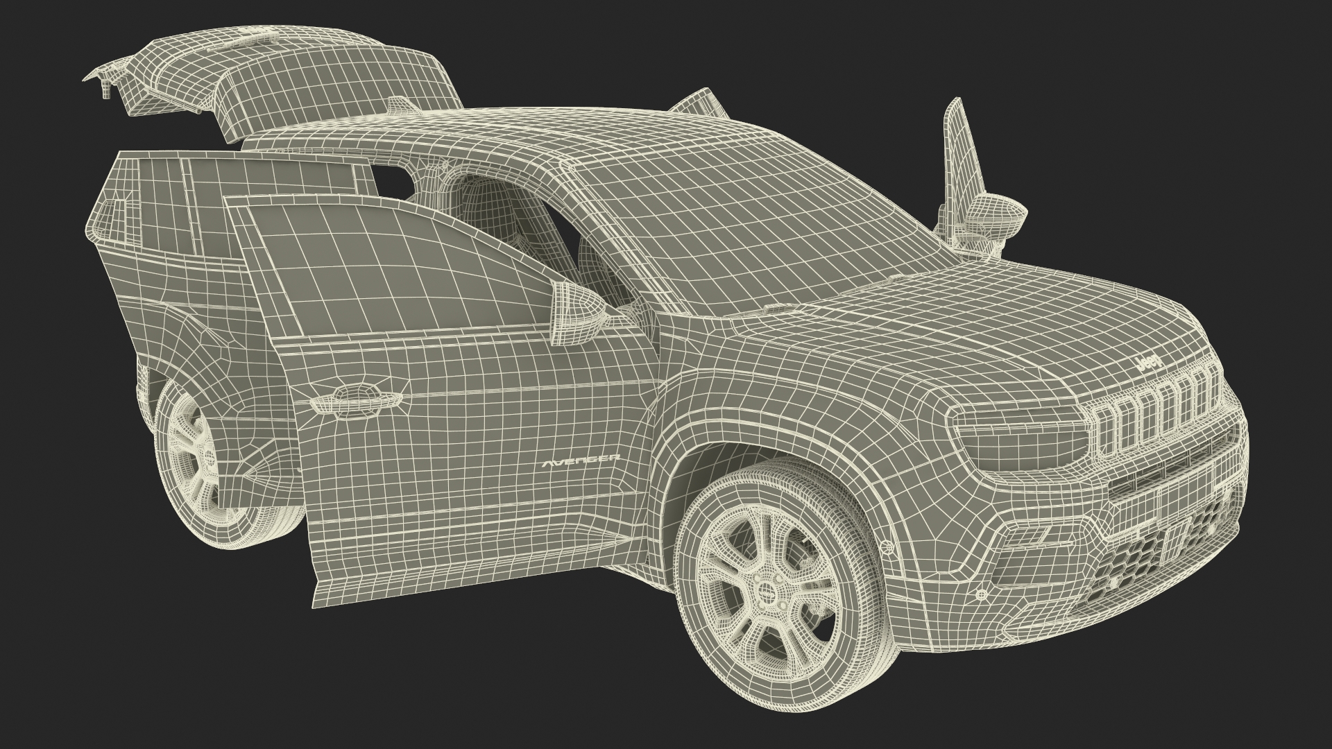 3D model Crossover Jeep Avenger Yellow Simplified