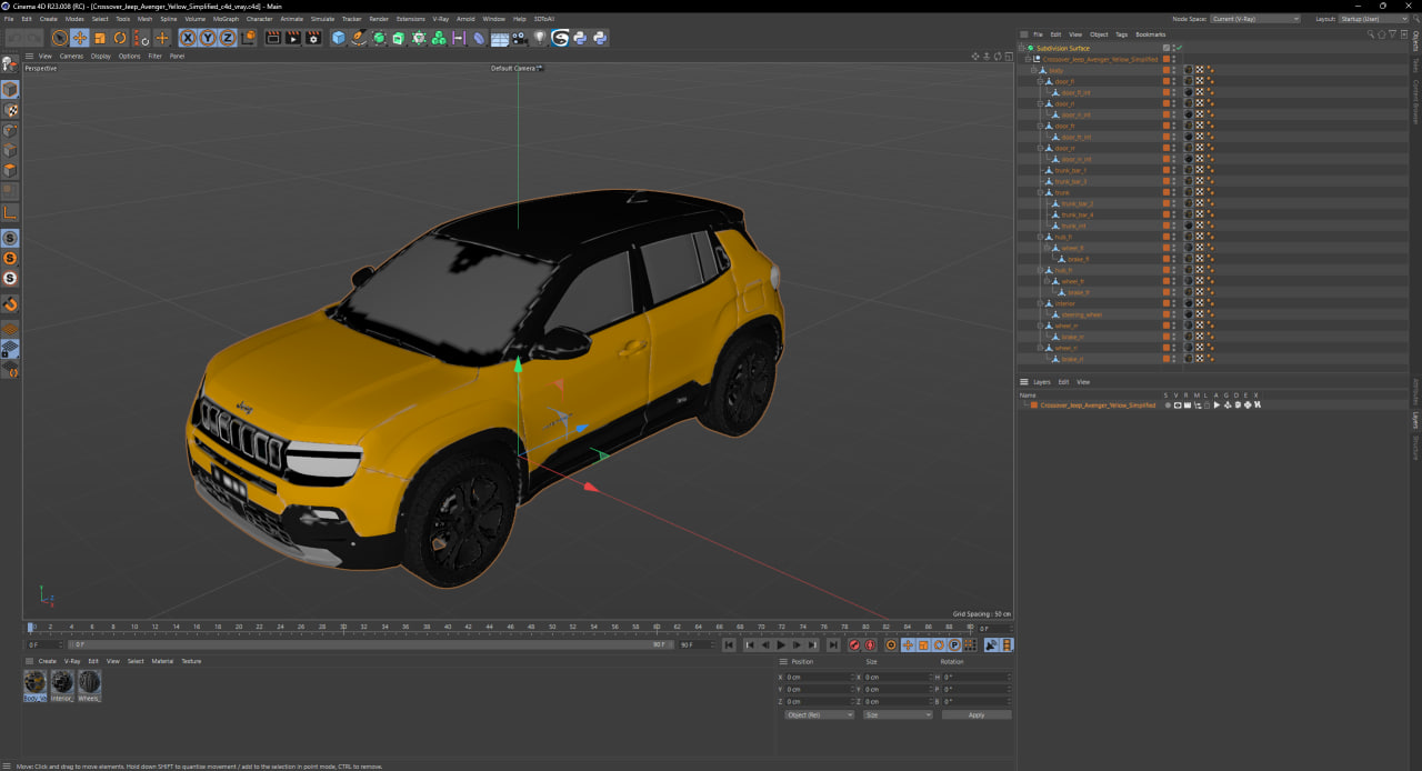 3D model Crossover Jeep Avenger Yellow Simplified