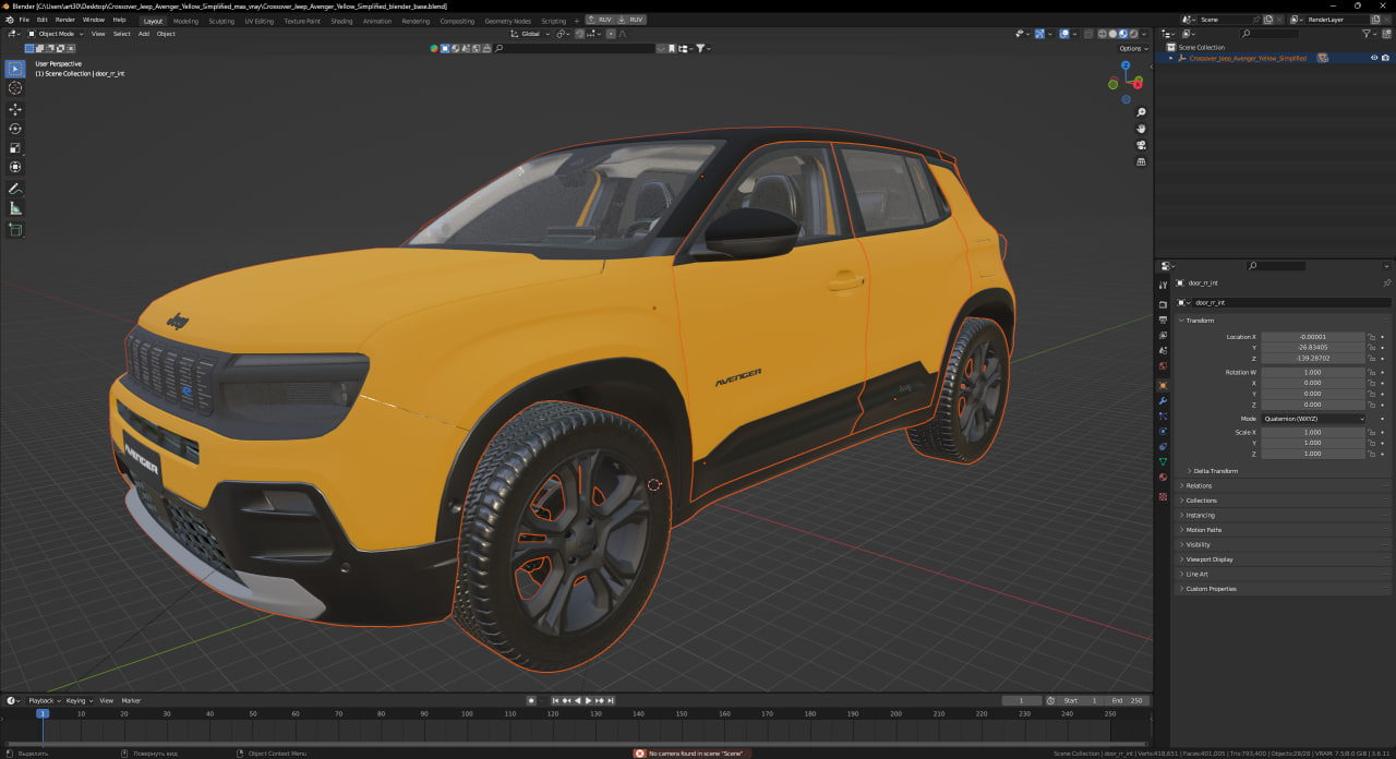 3D model Crossover Jeep Avenger Yellow Simplified