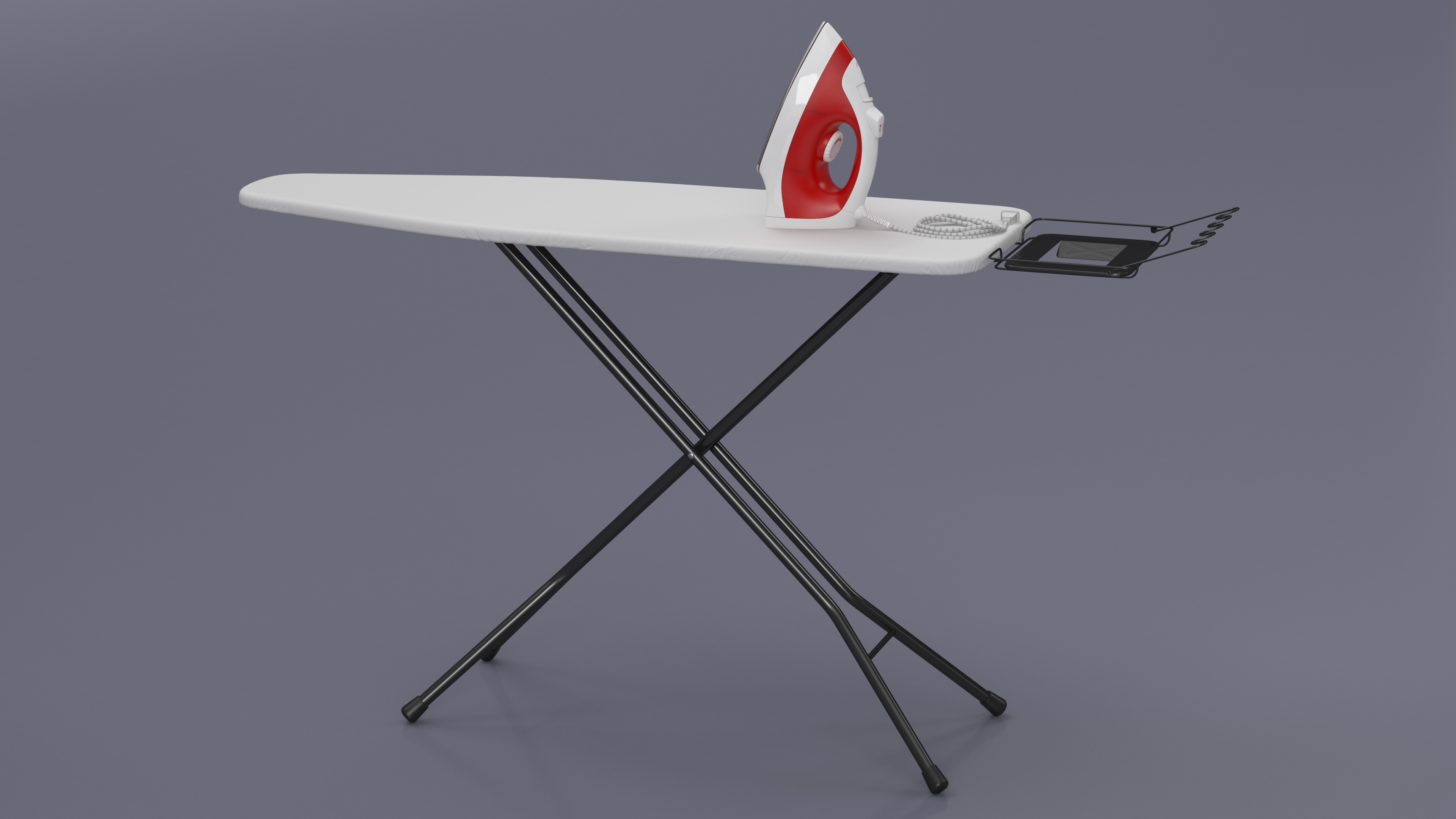 Red Electric Iron on Ironing Board 3D model