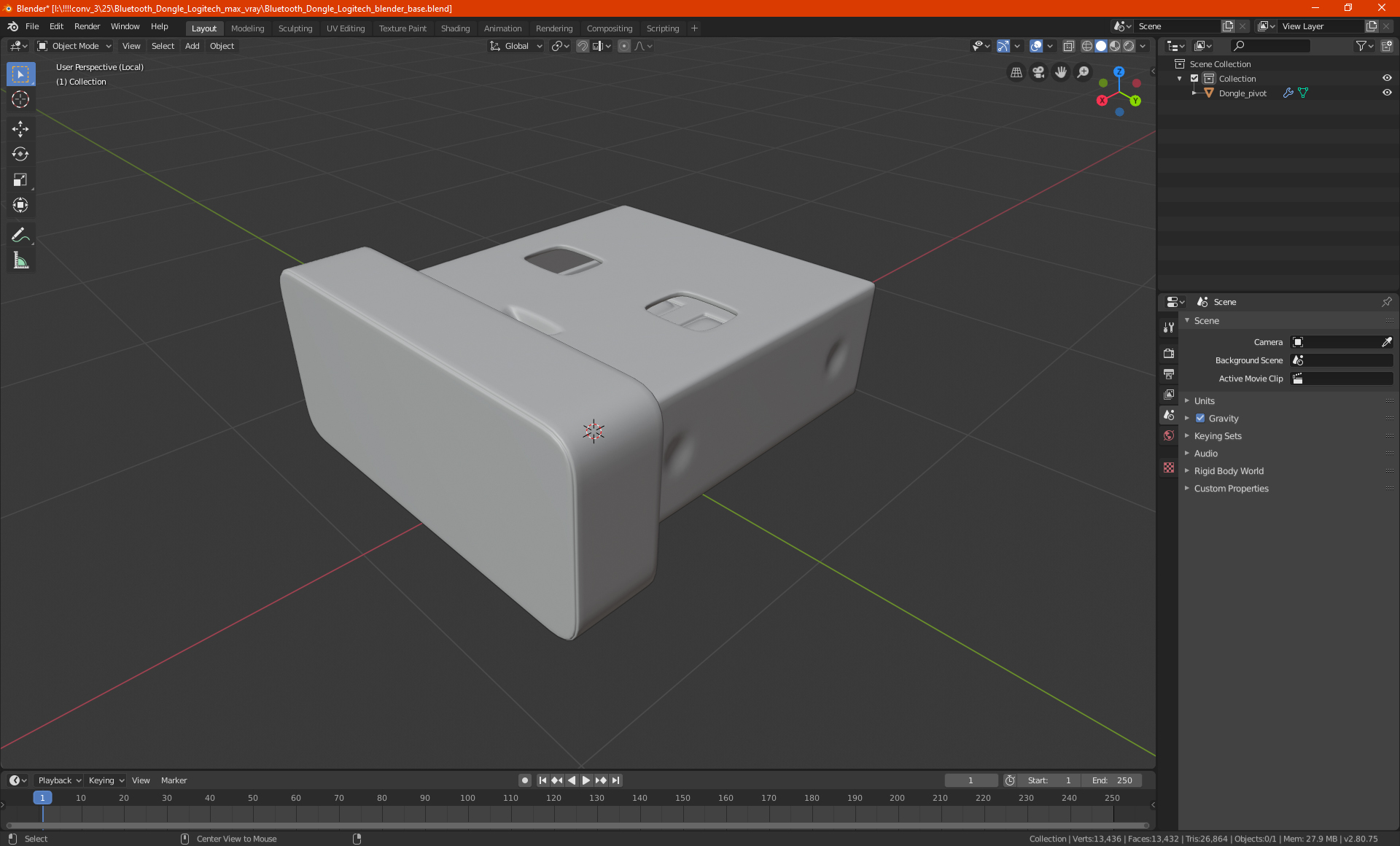 3D model Bluetooth Dongle Logitech