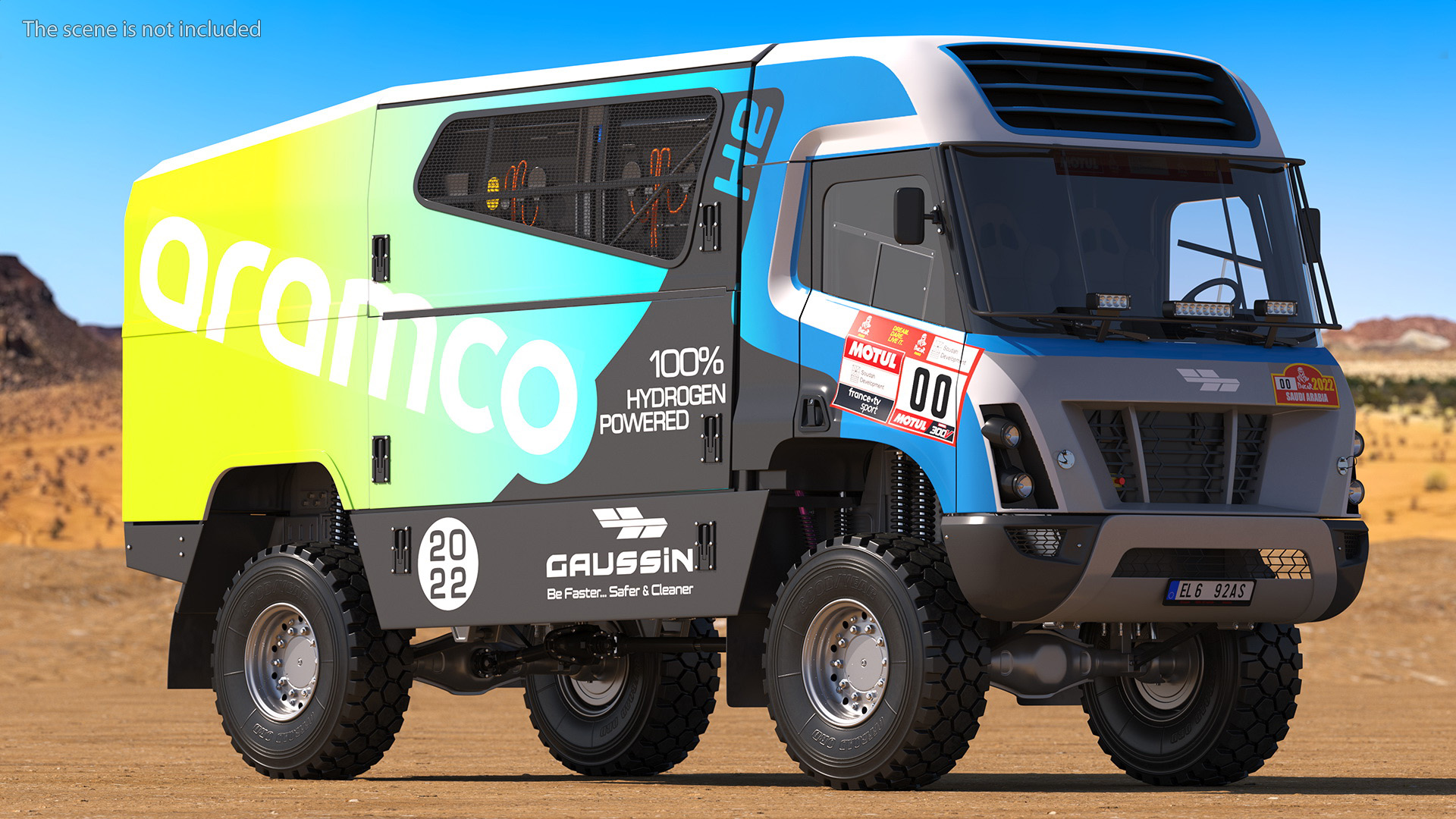 3D model Racing Truck Gaussin H2 Simple Interior Rigged for Cinema 4D